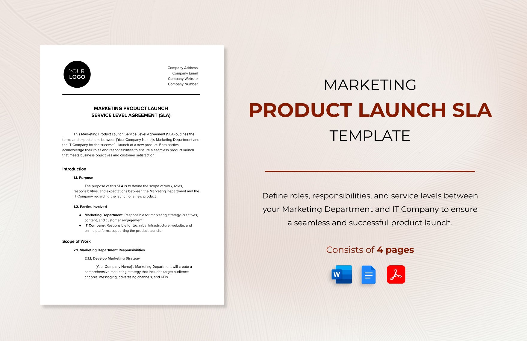 Marketing Product Launch SLA Template