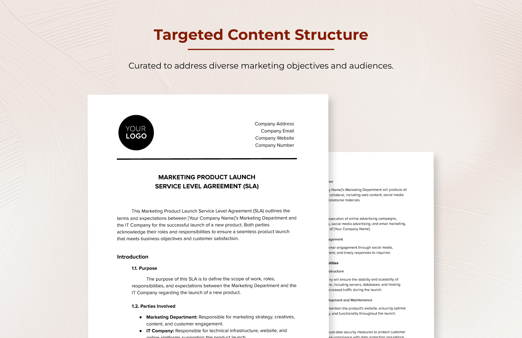 Marketing Product Launch SLA Template