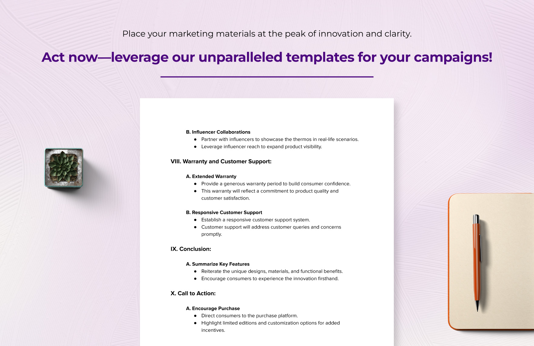 Marketing Product Features Outline Template