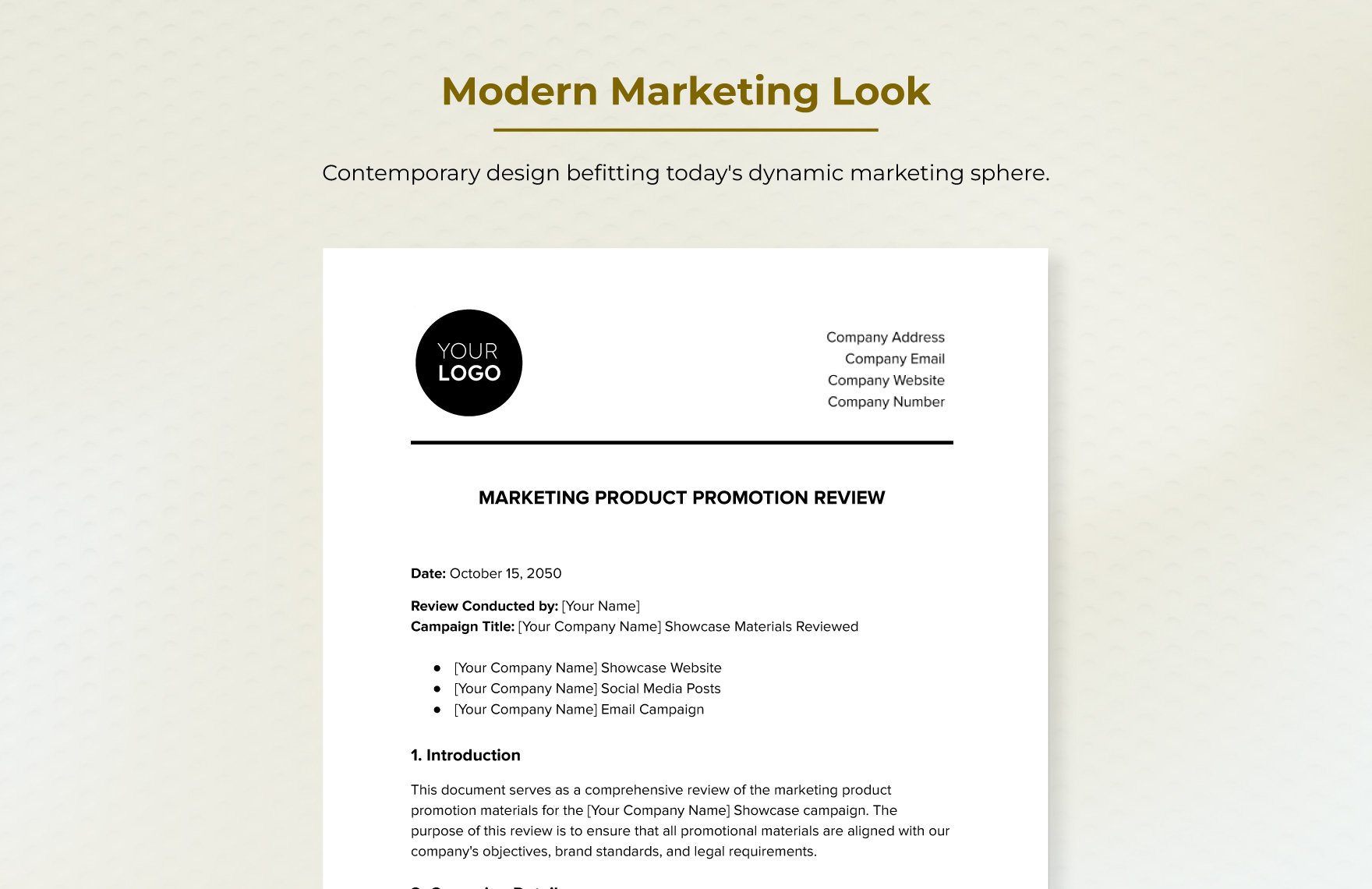 Marketing Product Promotion Review Template