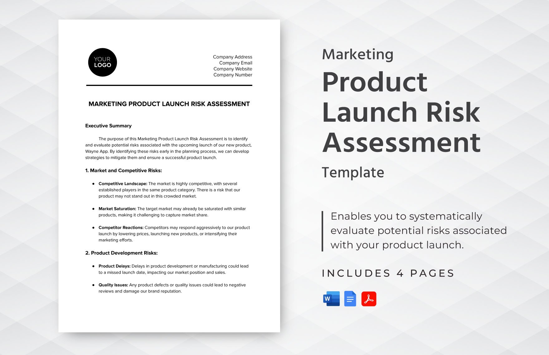 Marketing Product Launch Risk Assessment Template in Word, Google Docs, PDF