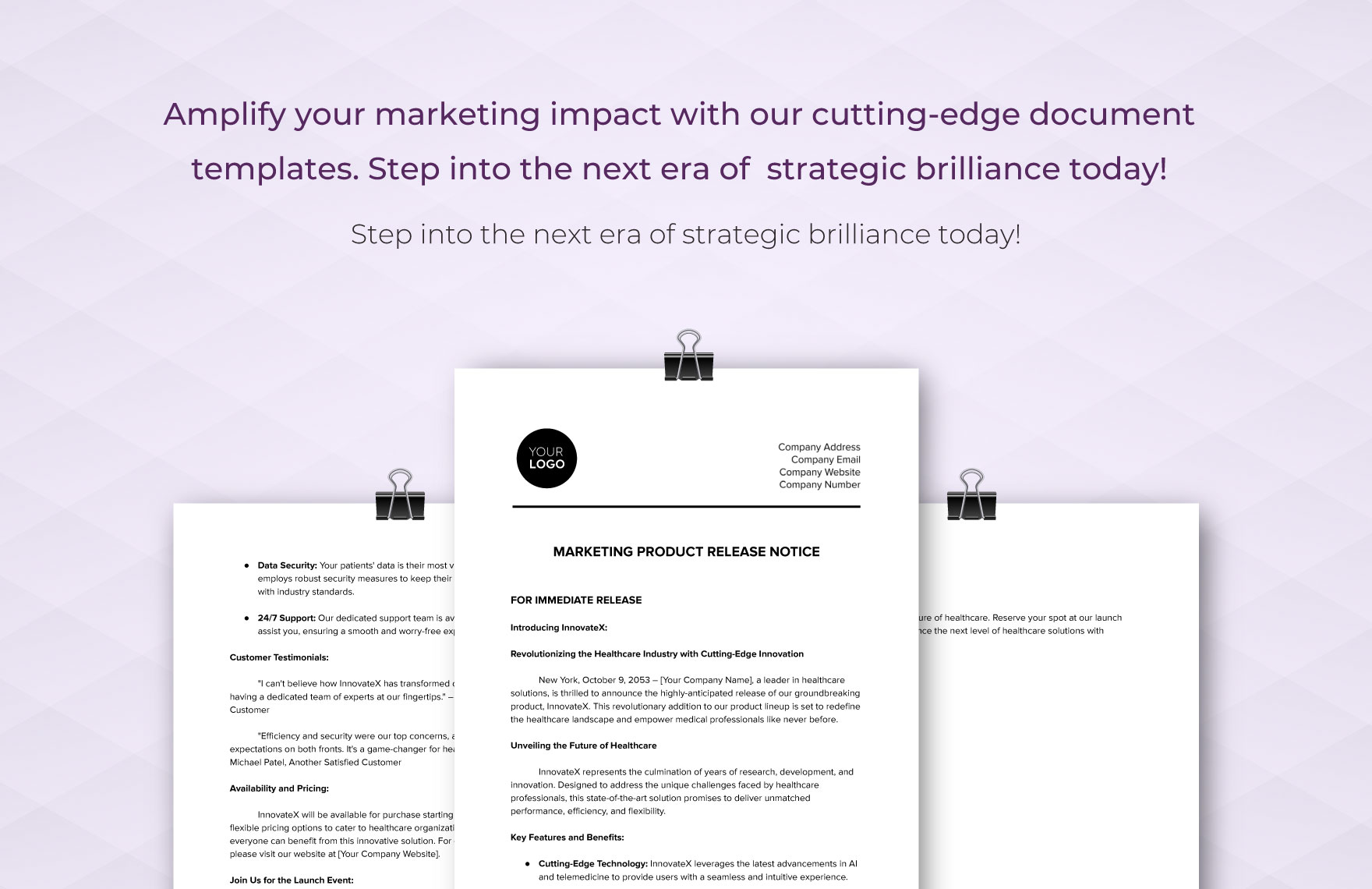 Marketing Product Release Notice Template