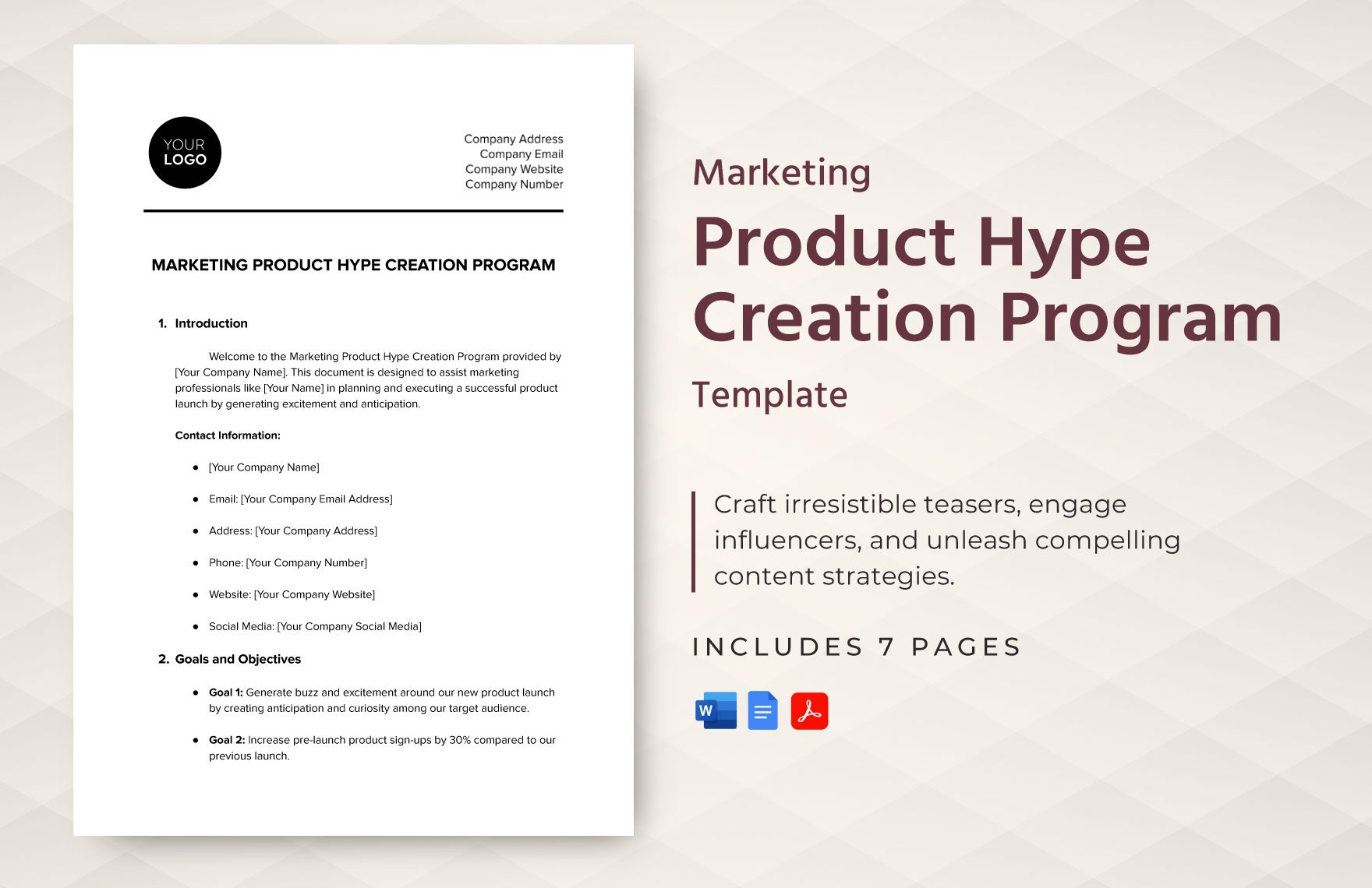 Marketing Product Hype Creation Program Template in Word, Google Docs, PDF