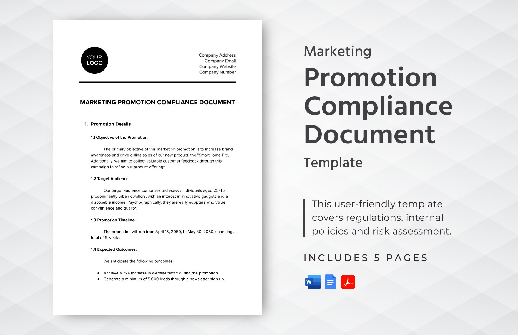 Marketing Promotion Compliance Document Template in Word, Google Docs, PDF
