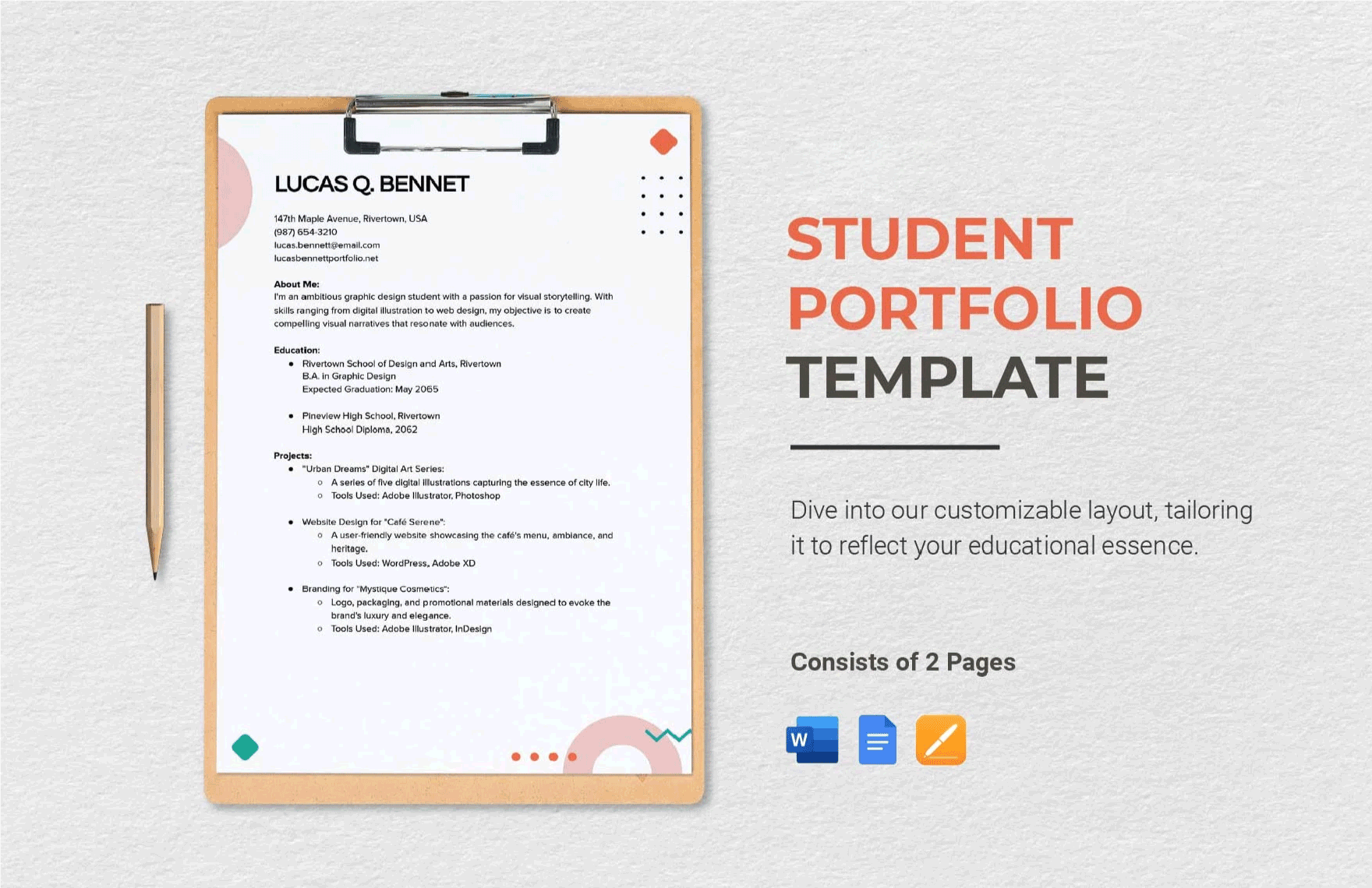 Free Student Portfolio Template in Word, Google Docs, Apple Pages