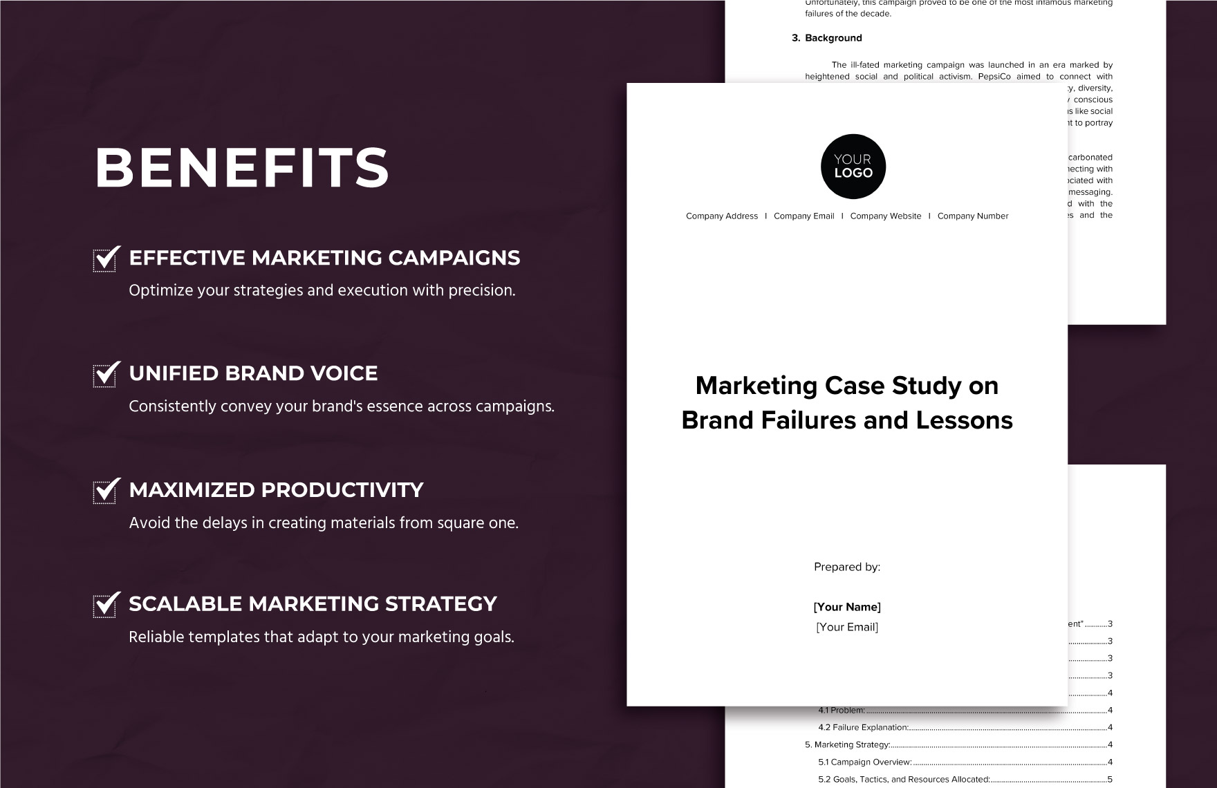 Marketing Case Study on Brand Failures and Lessons Template