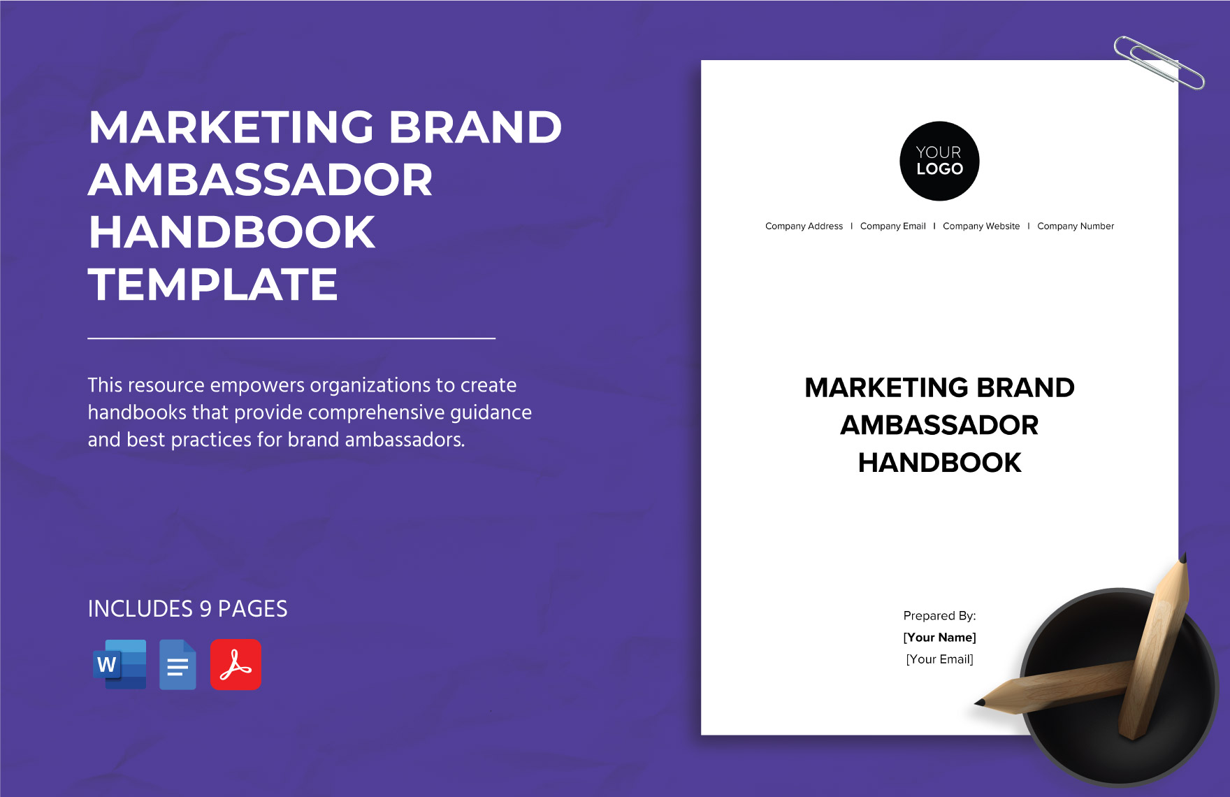 Marketing Brand Ambassador Handbook Template in Word, Google Docs, PDF