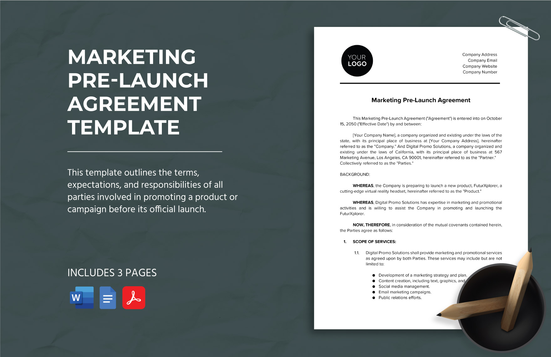 Marketing Pre-Launch Agreement Template in Word, Google Docs, PDF