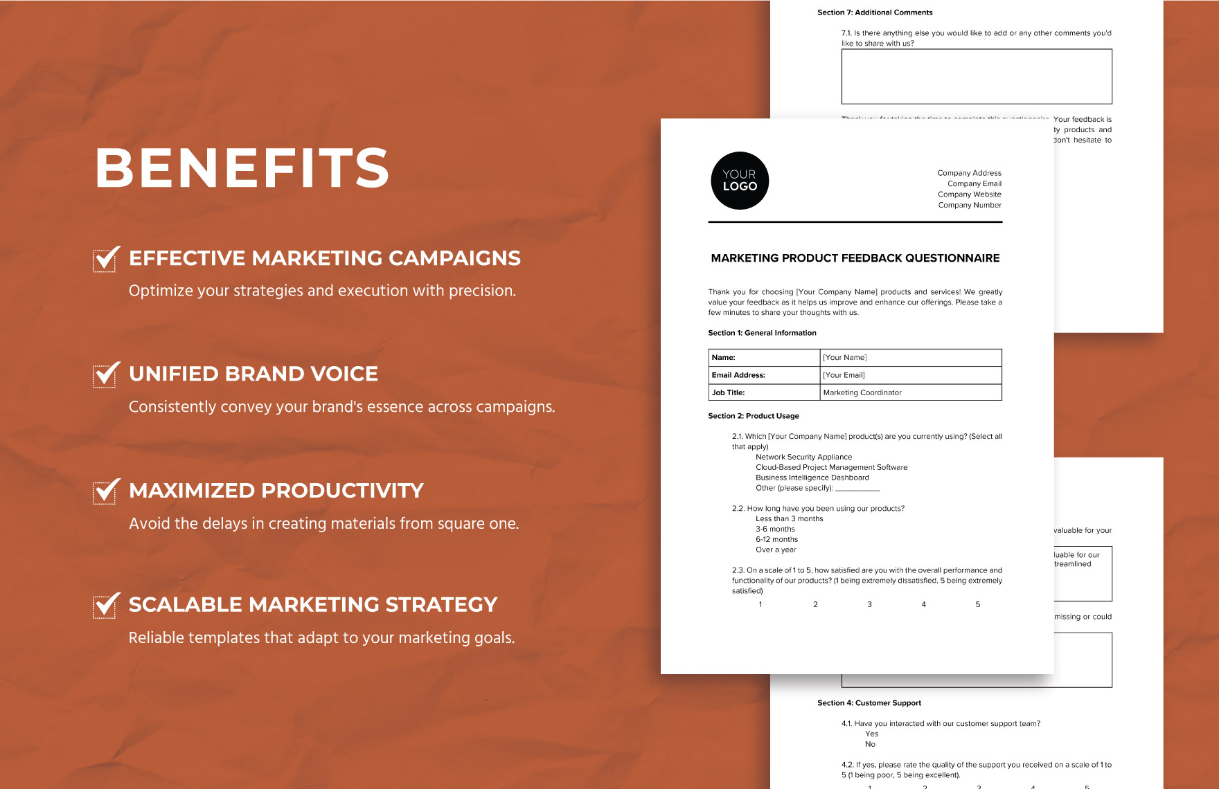 Marketing Product Feedback Questionnaire Template