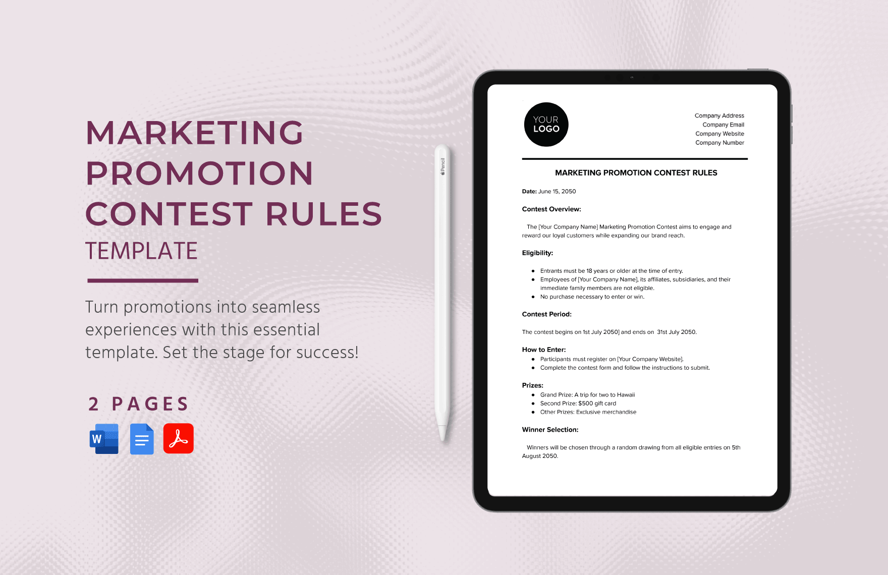 Marketing Promotion Contest Rules Template in Word, Google Docs, PDF