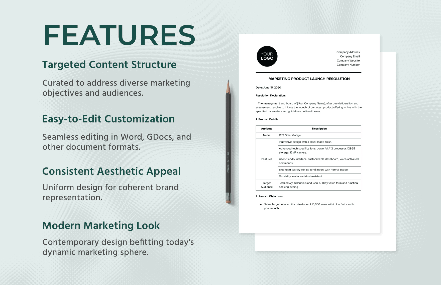 Marketing Product Launch Resolution Template