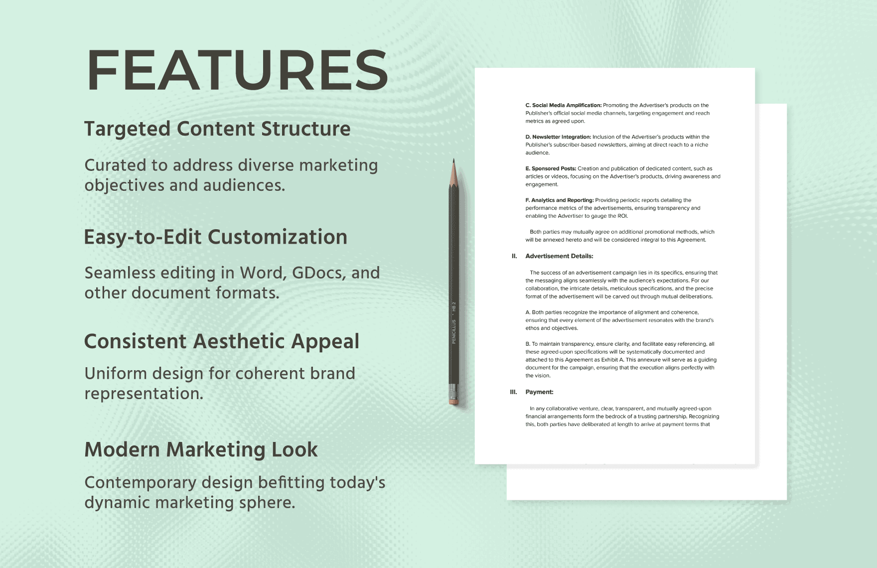 Marketing Product Advertisement Agreement Template