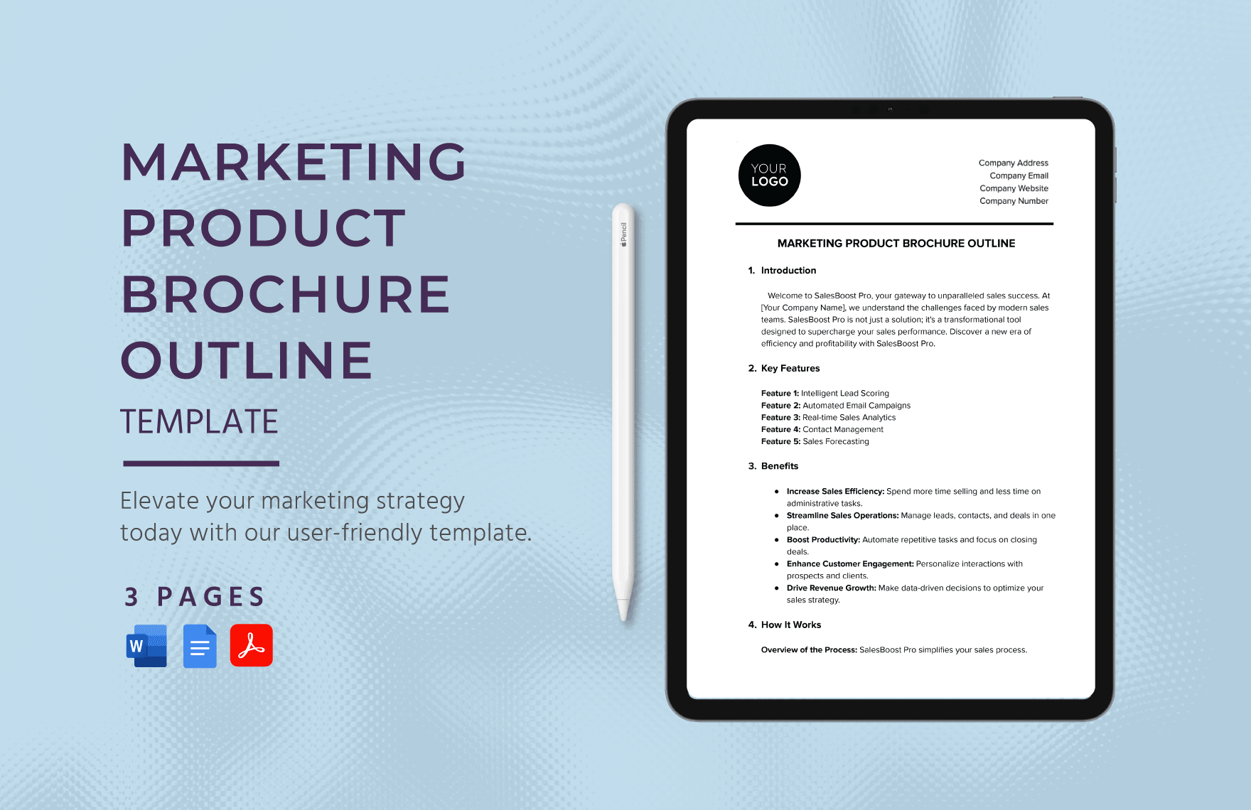 Marketing Product Brochure Outline Template in Word, Google Docs, PDF