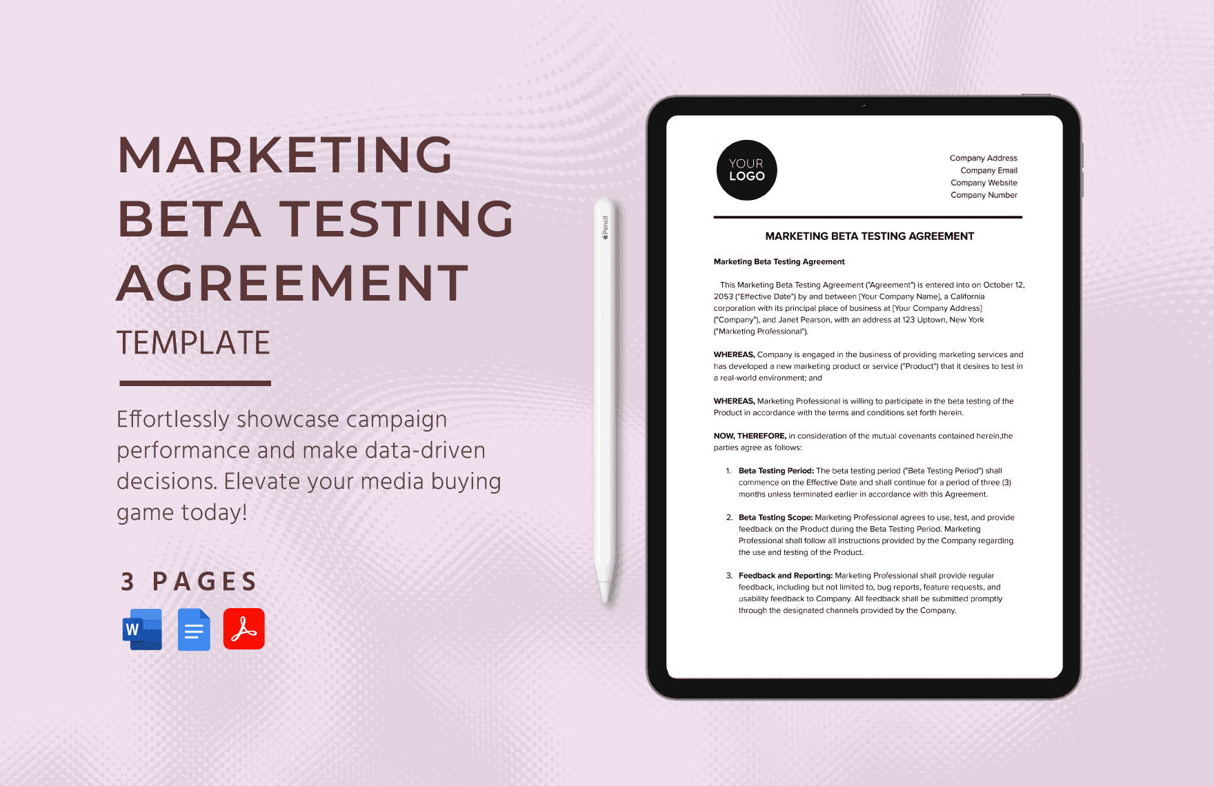 Marketing Beta Testing Agreement Template in Word, Google Docs, PDF