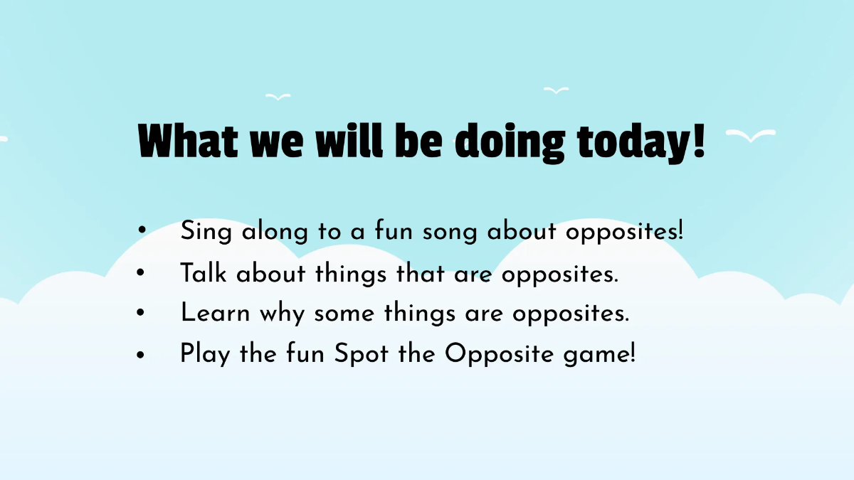 Free Learning About Opposites Template to Edit Online