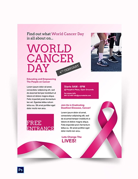 Free World Cancer Day Flyer Template Psd