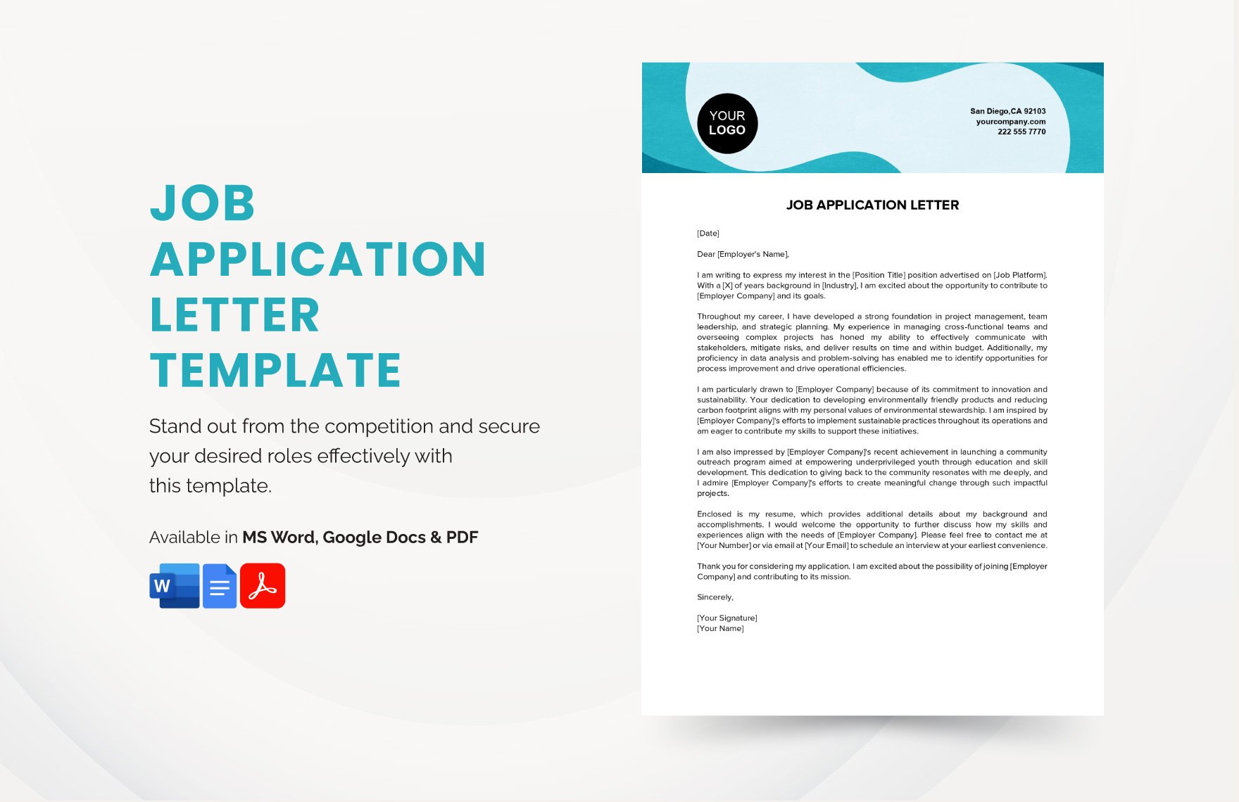 Job Application Letter Template in Word, Google Docs, PDF