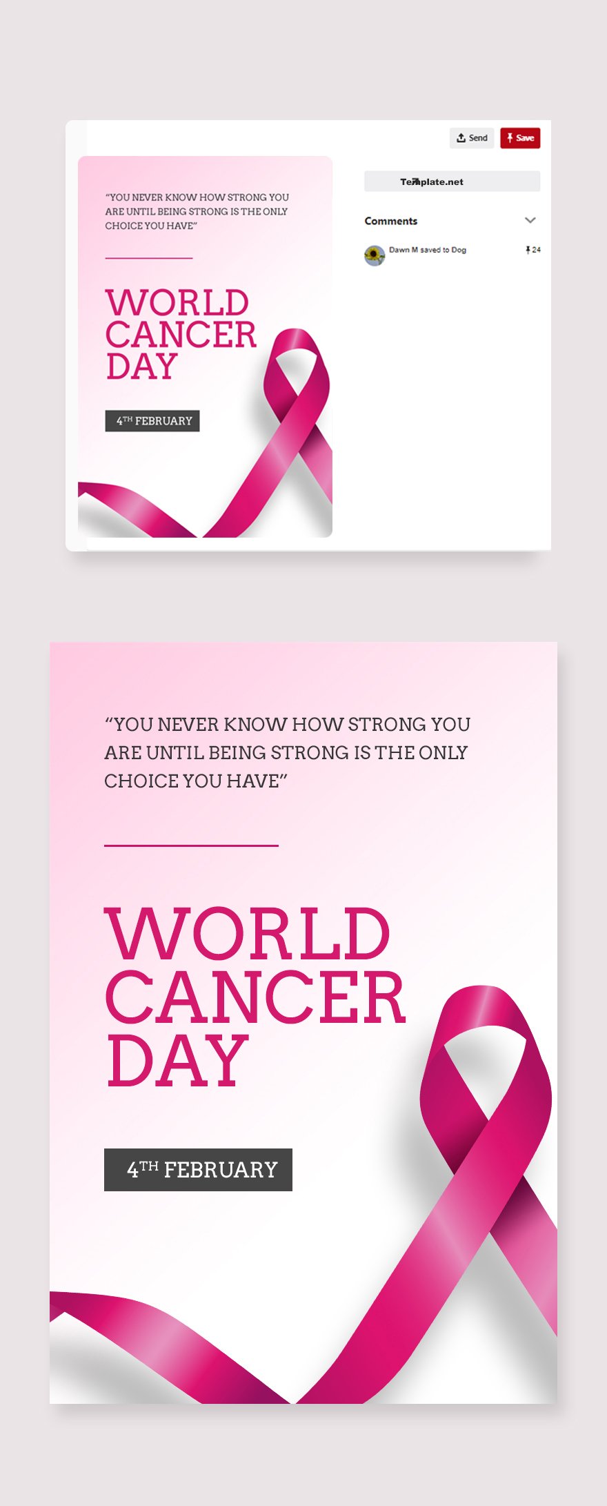 World Cancer Day Pinterest Pin Template in PSD