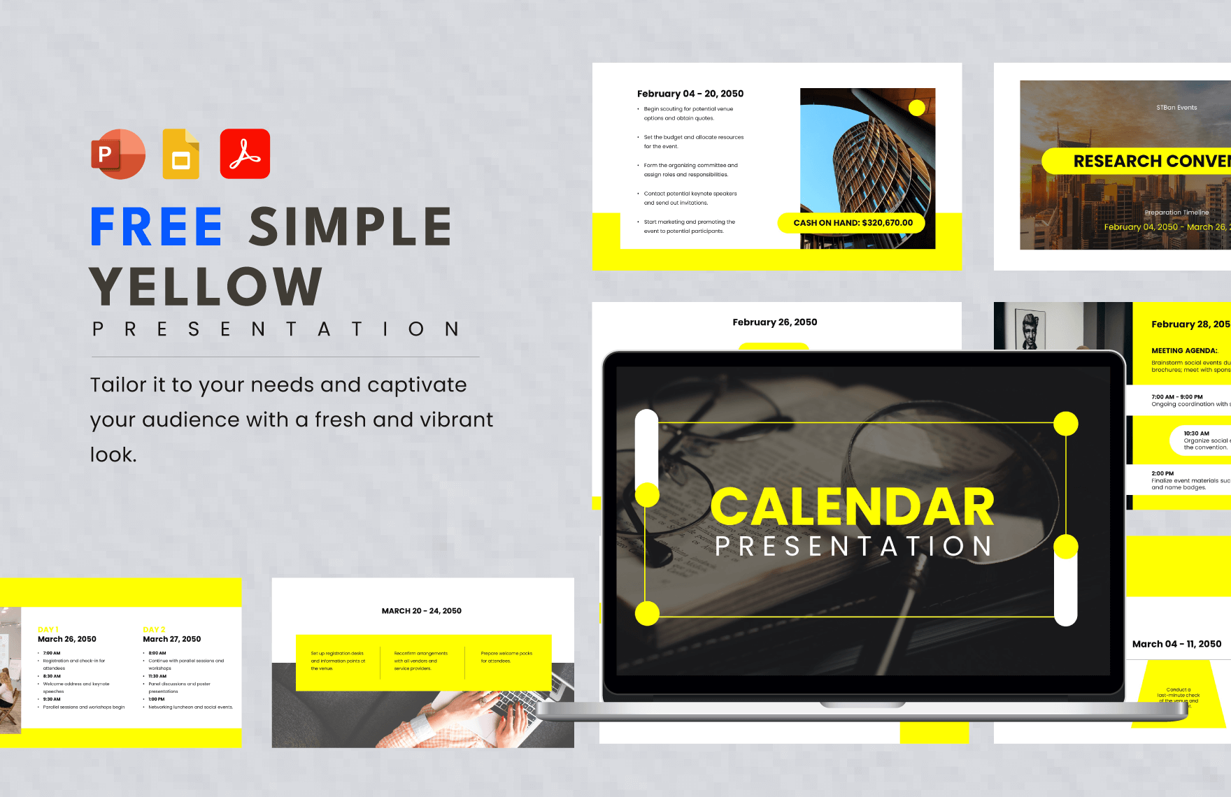 Simple Yellow Presentation in PDF, PowerPoint, Google Slides