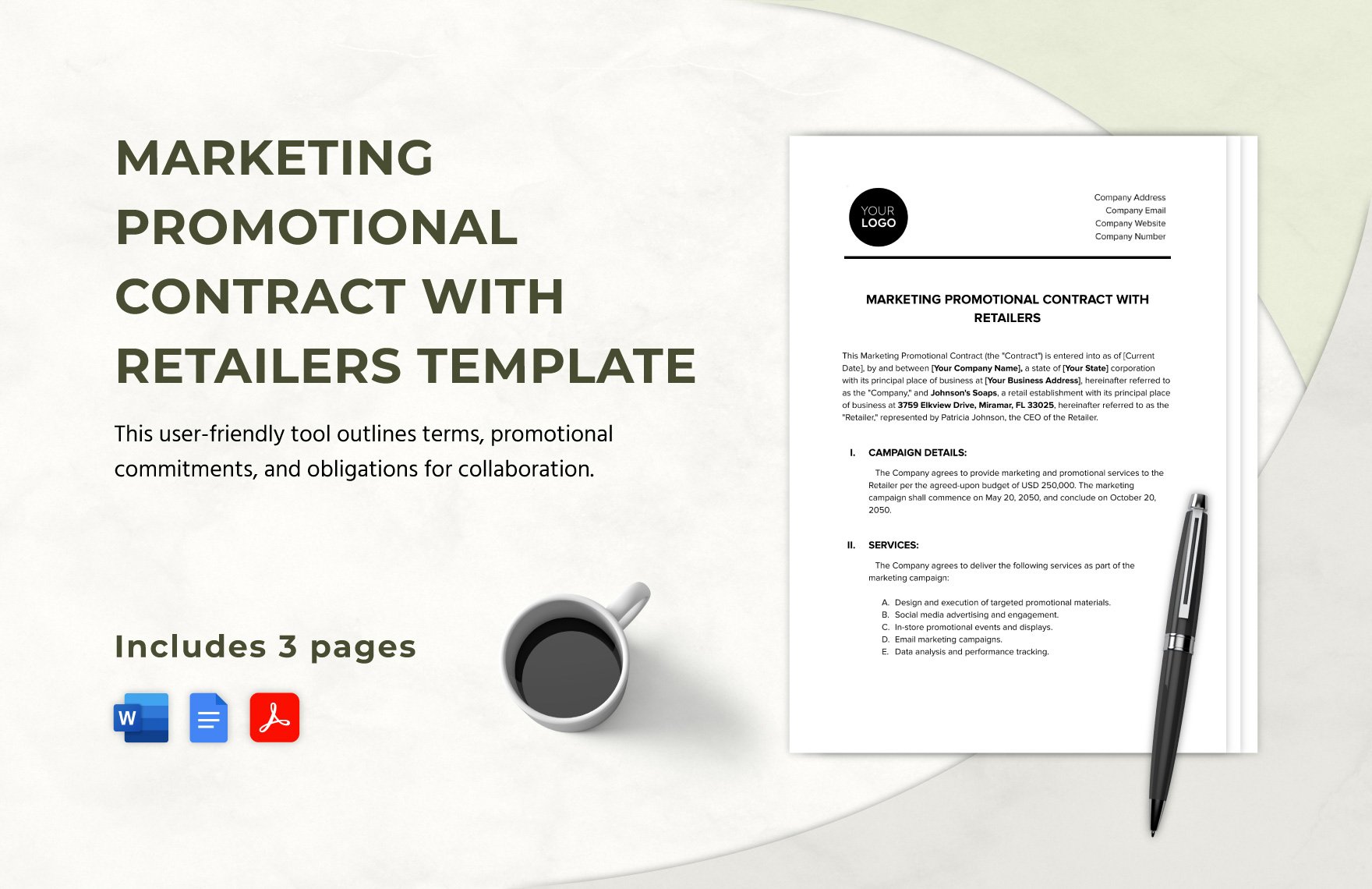 Marketing Promotional Contract with Retailers Template