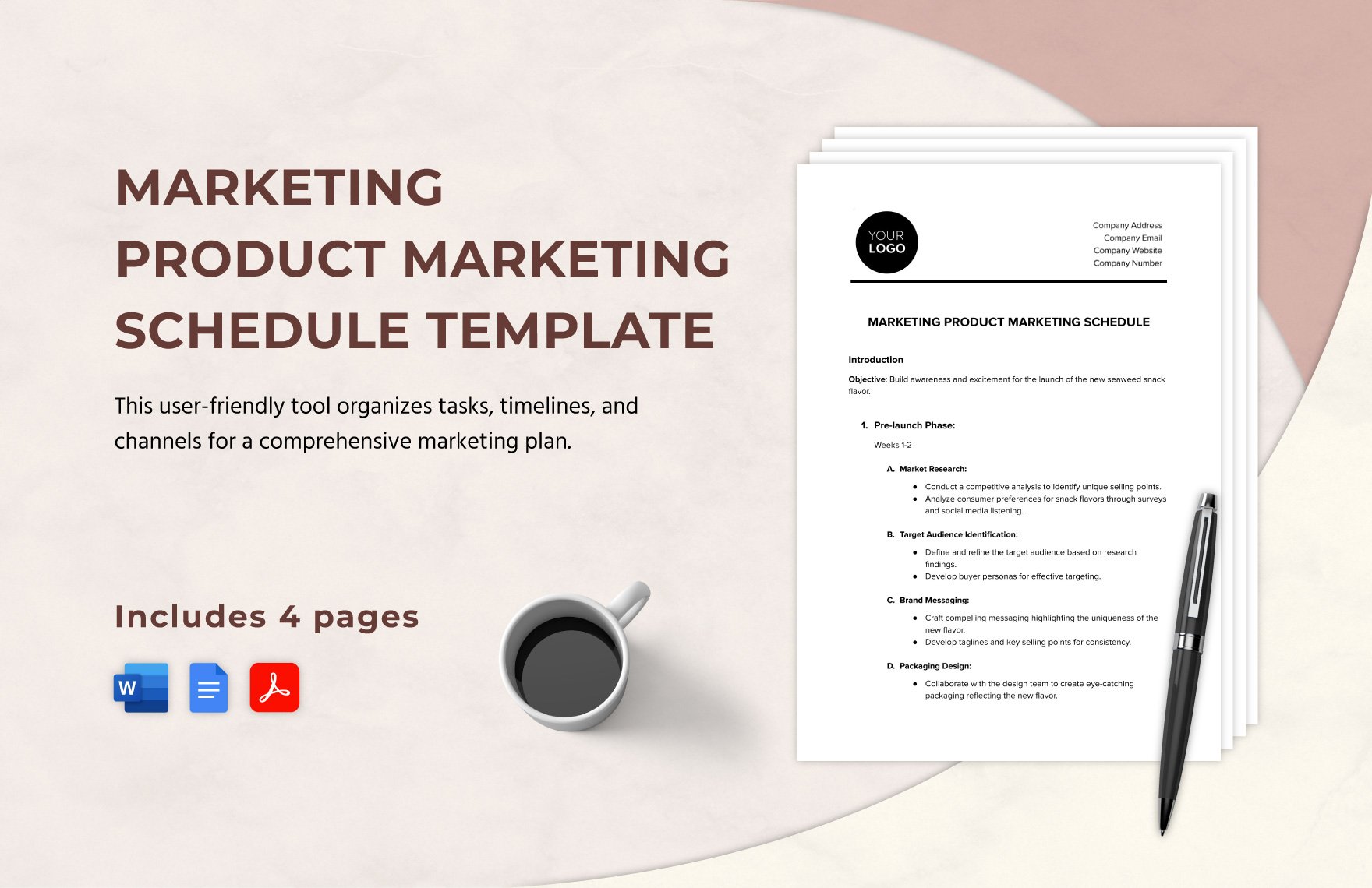 Marketing Product Marketing Schedule Template in Word, Google Docs, PDF