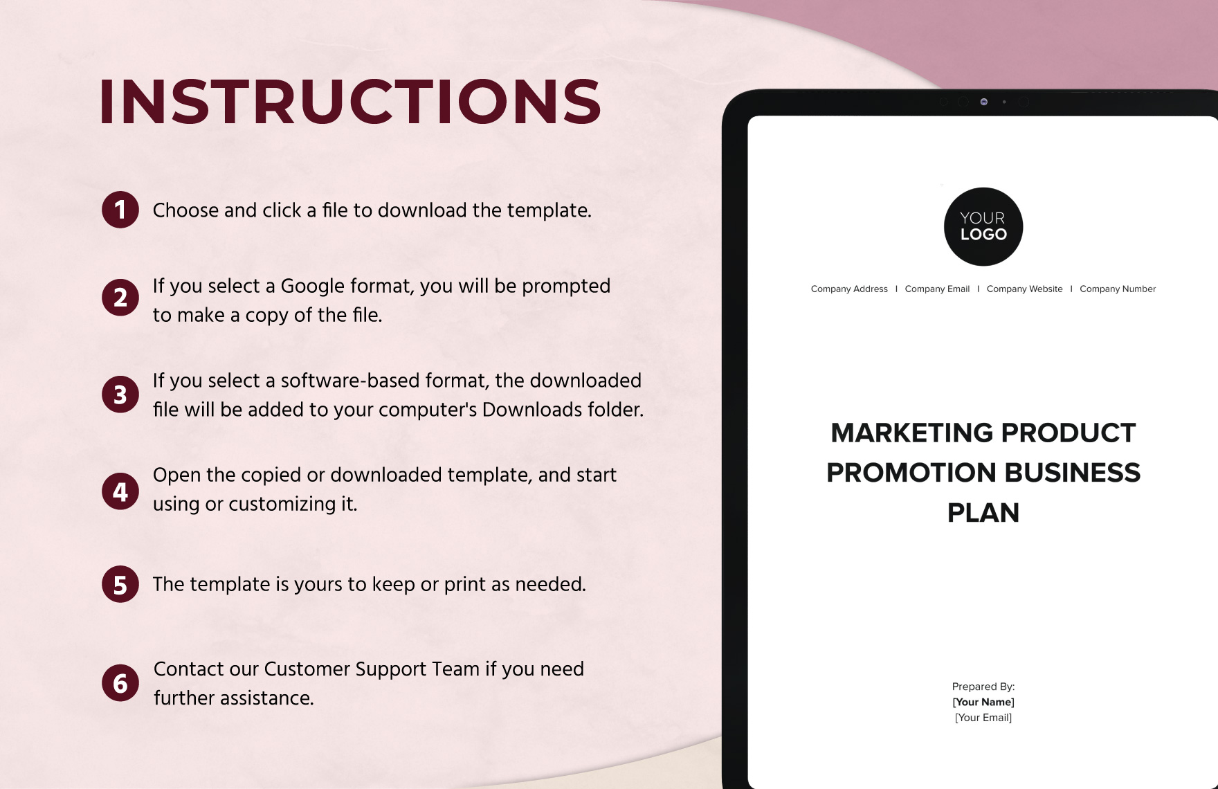 Marketing Product Promotion Business Plan Template