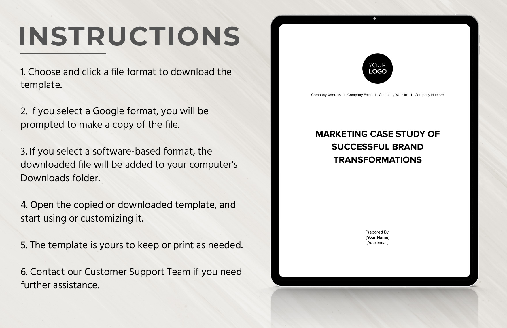 Marketing Case Study of Successful Brand Transformations Template
