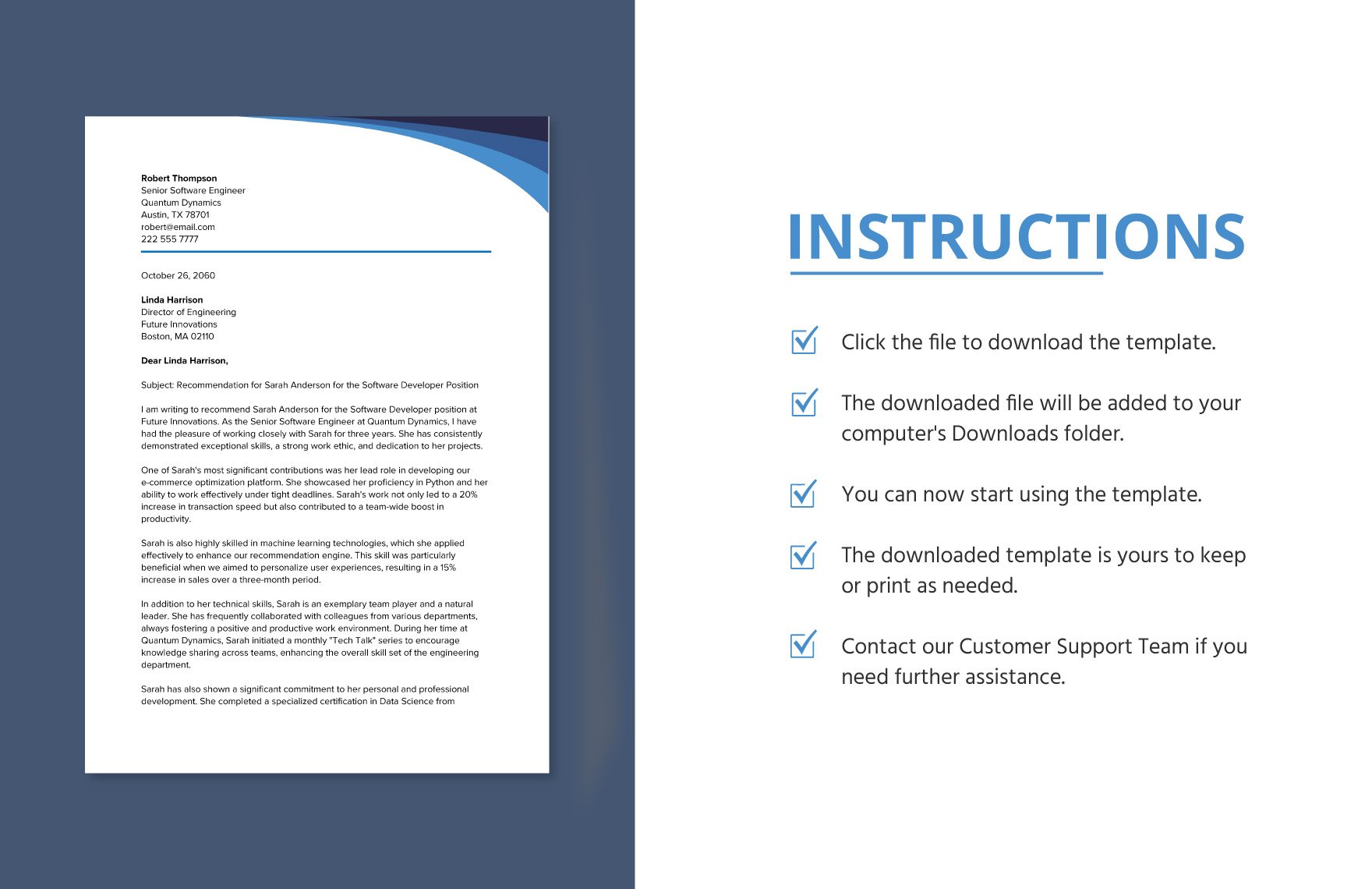 Professional Letter of Recommendation Template
