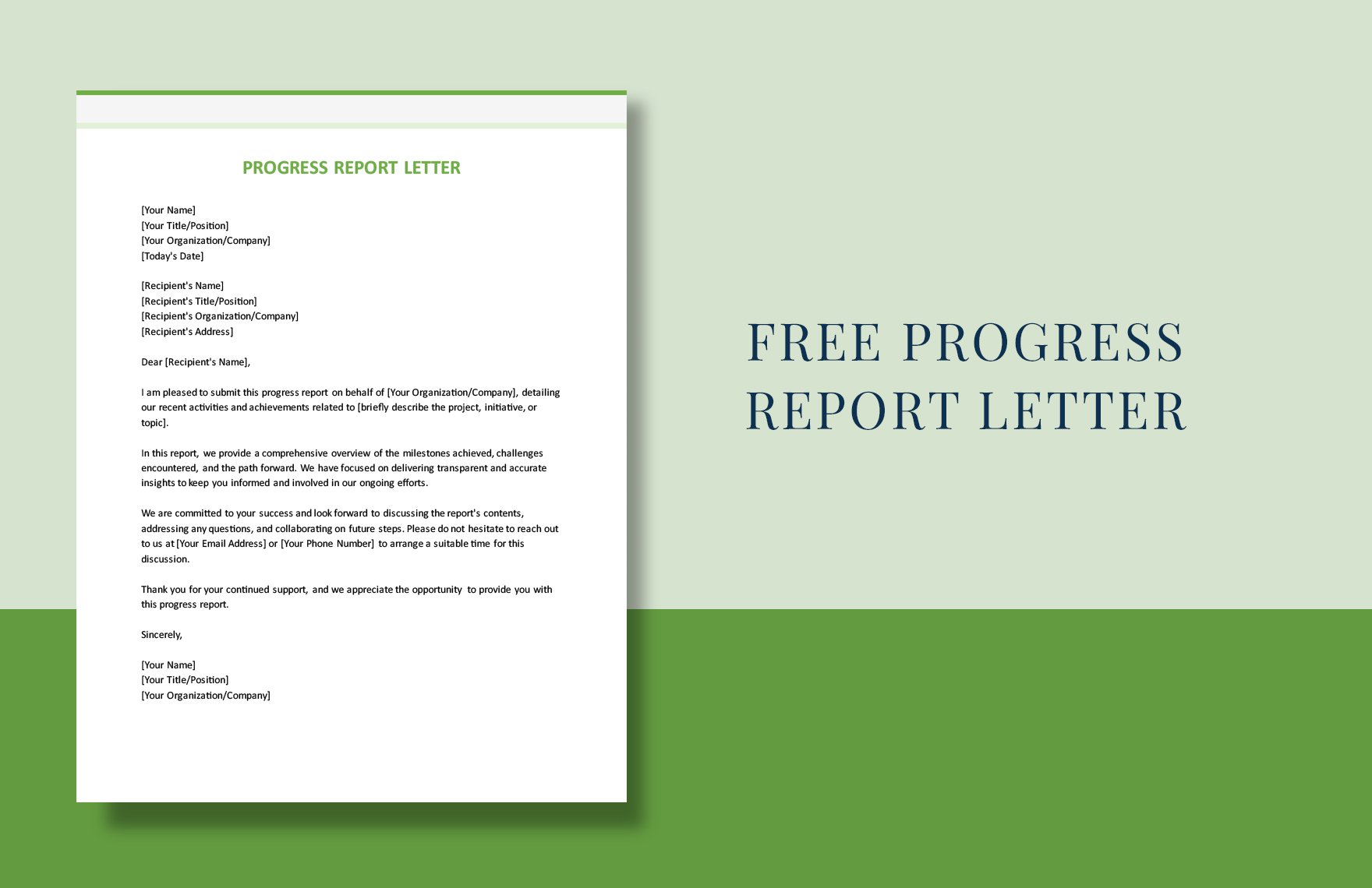 Progress Report Letter