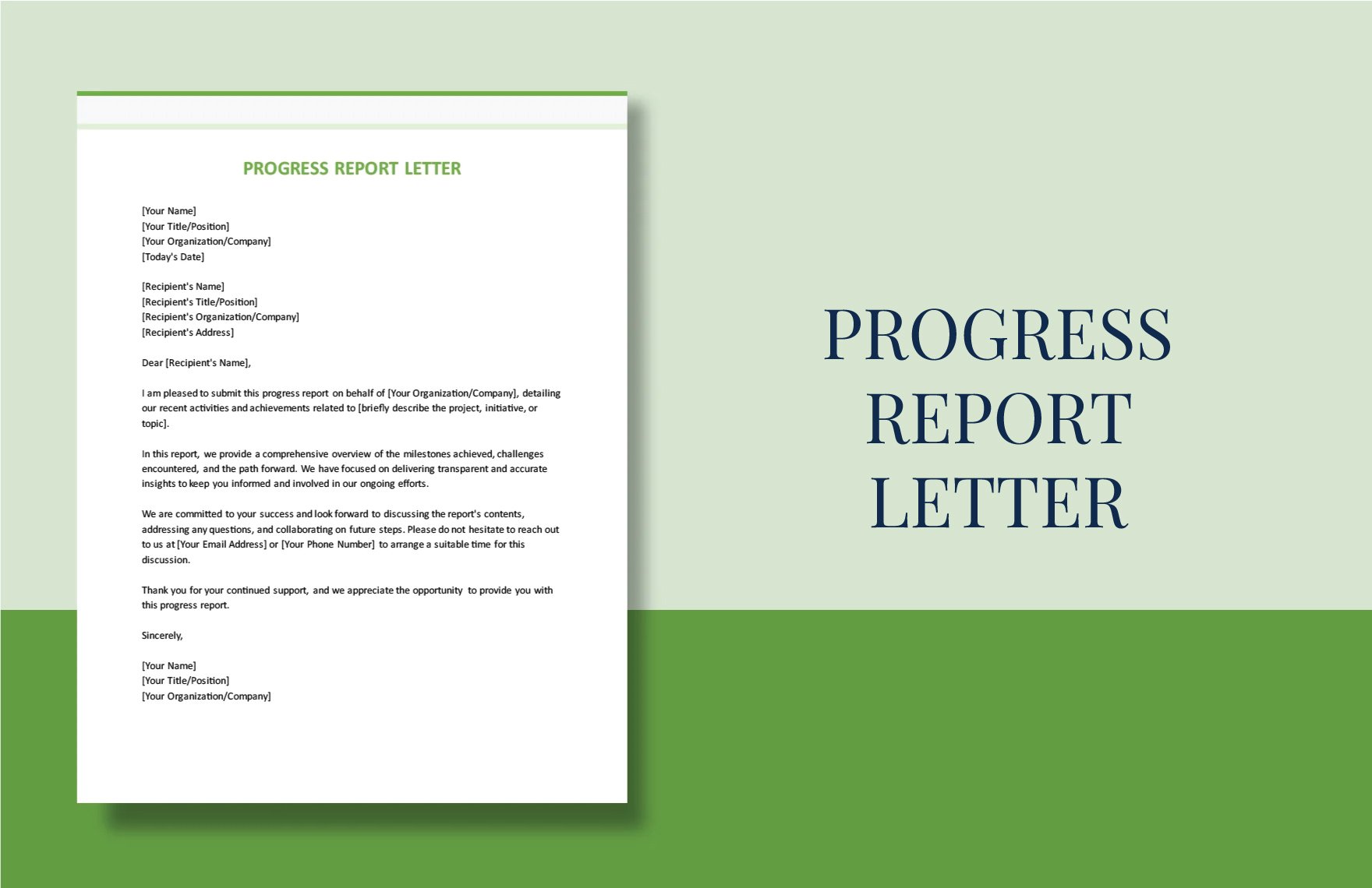 Progress Report Letter in Word, Google Docs, PDF