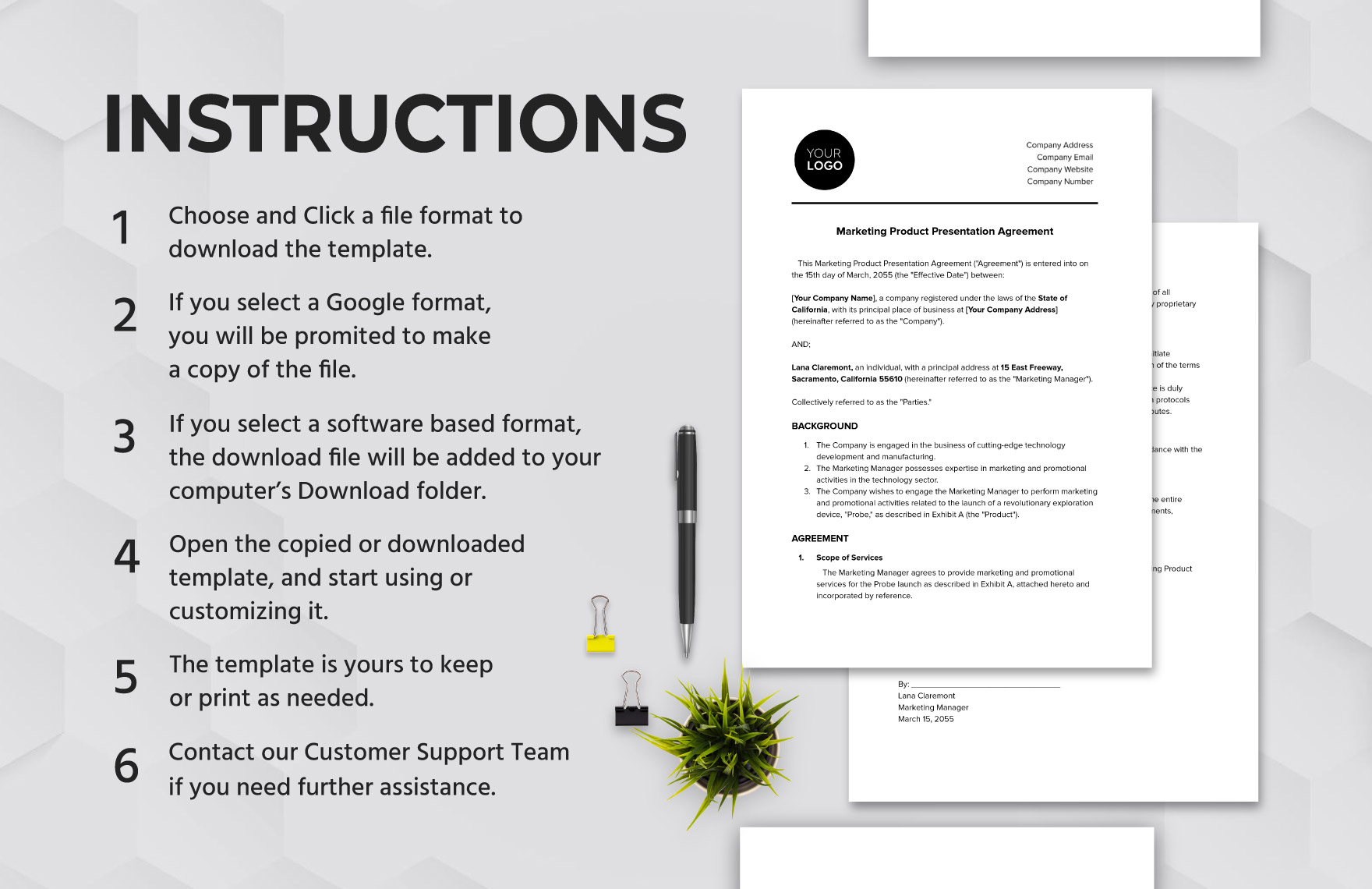 Marketing Product Presentation Agreement Template