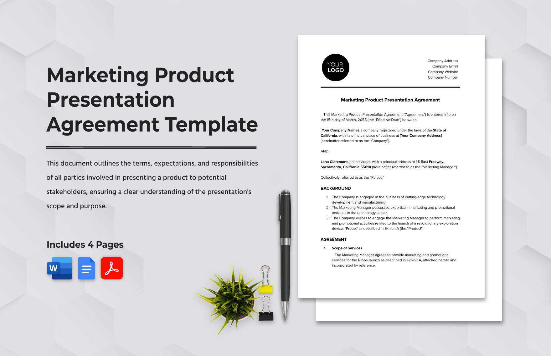 Marketing Product Presentation Agreement Template in Word, Google Docs, PDF