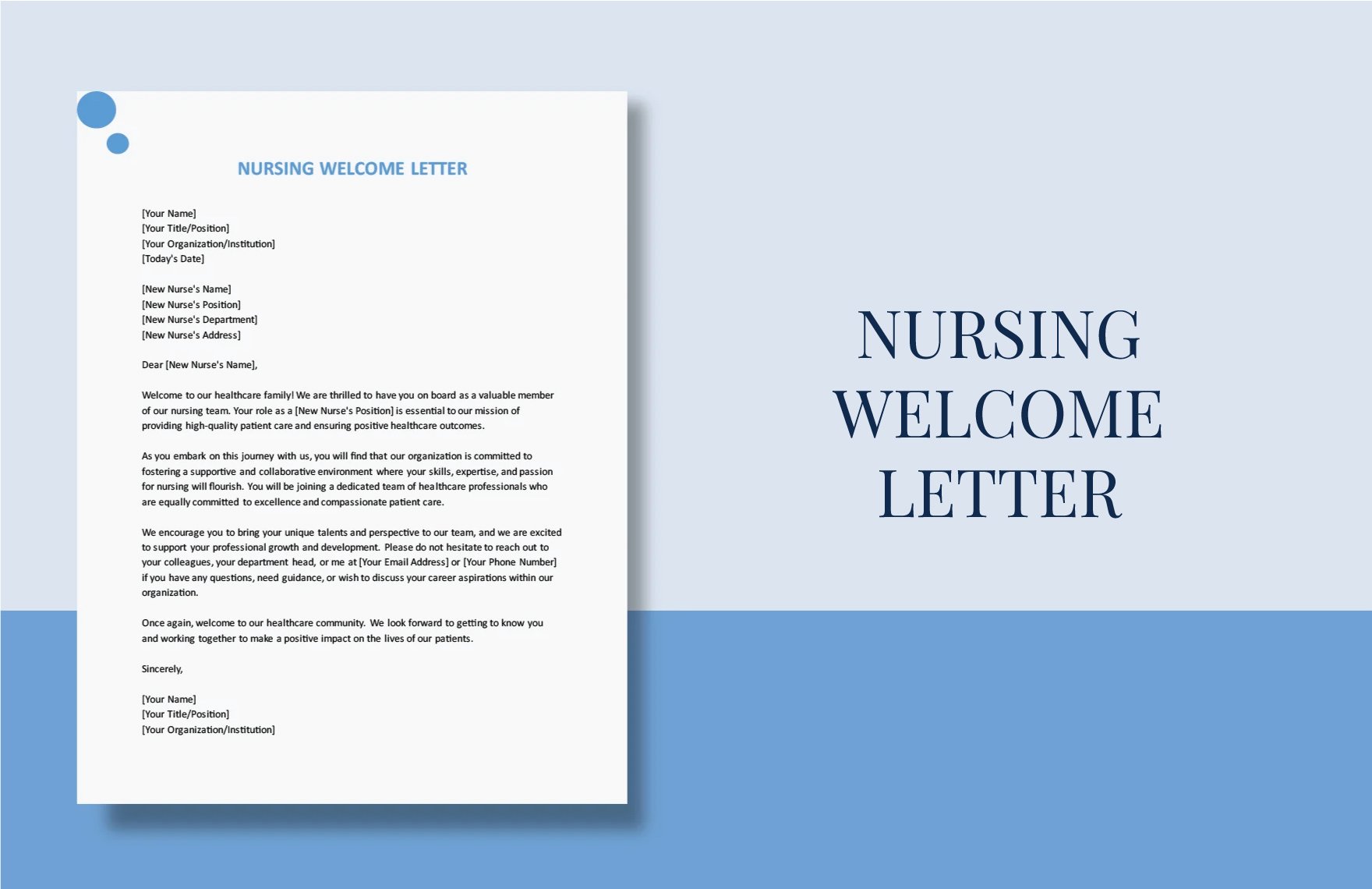 Nursing Welcome Letter in Word, Google Docs, PDF