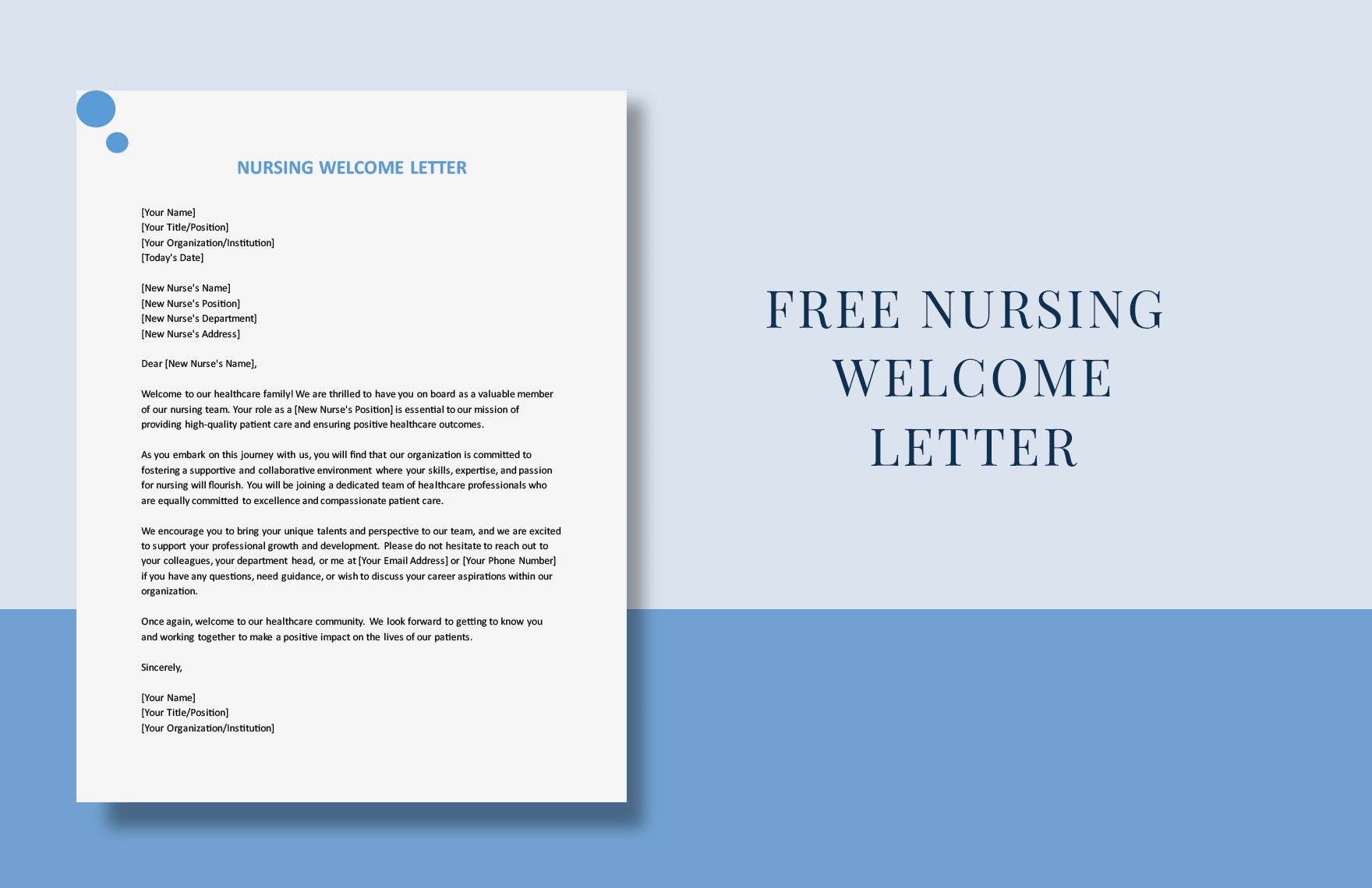 Nursing Welcome Letter