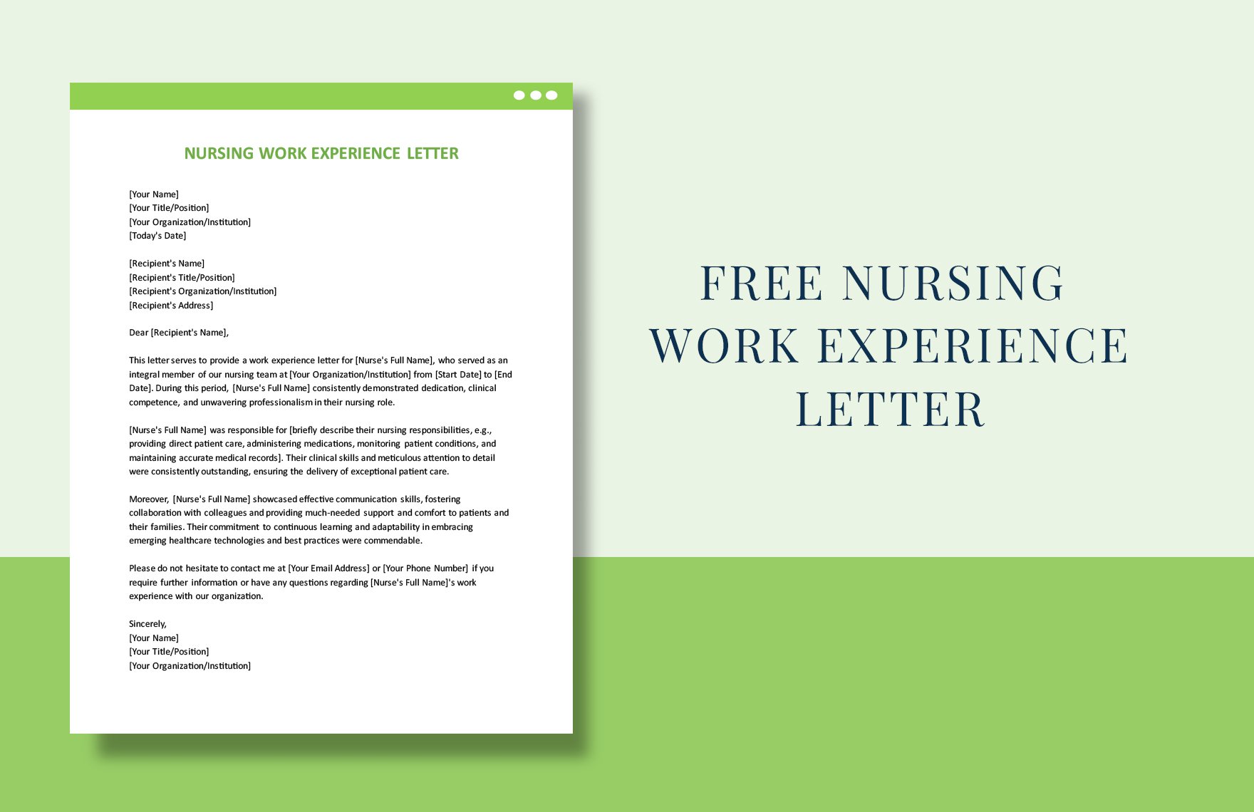 Nursing Work Experience Letter