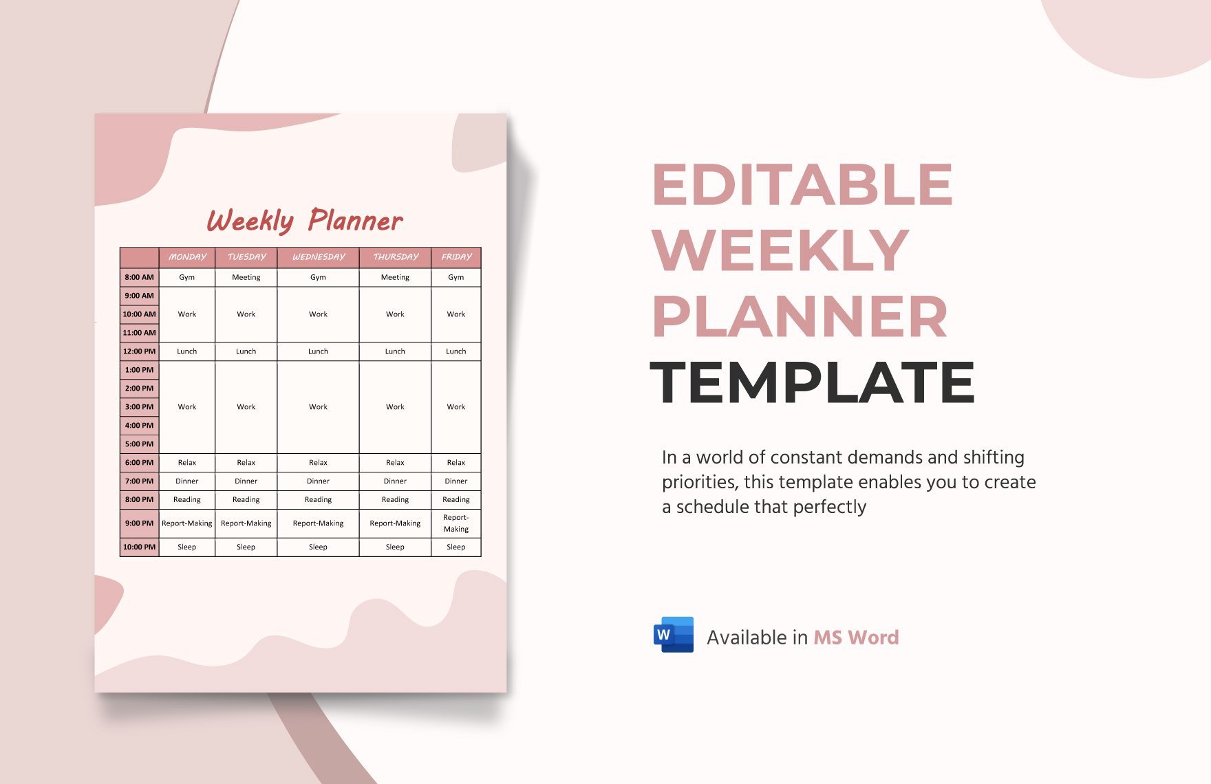 Editable Weekly Planner Template