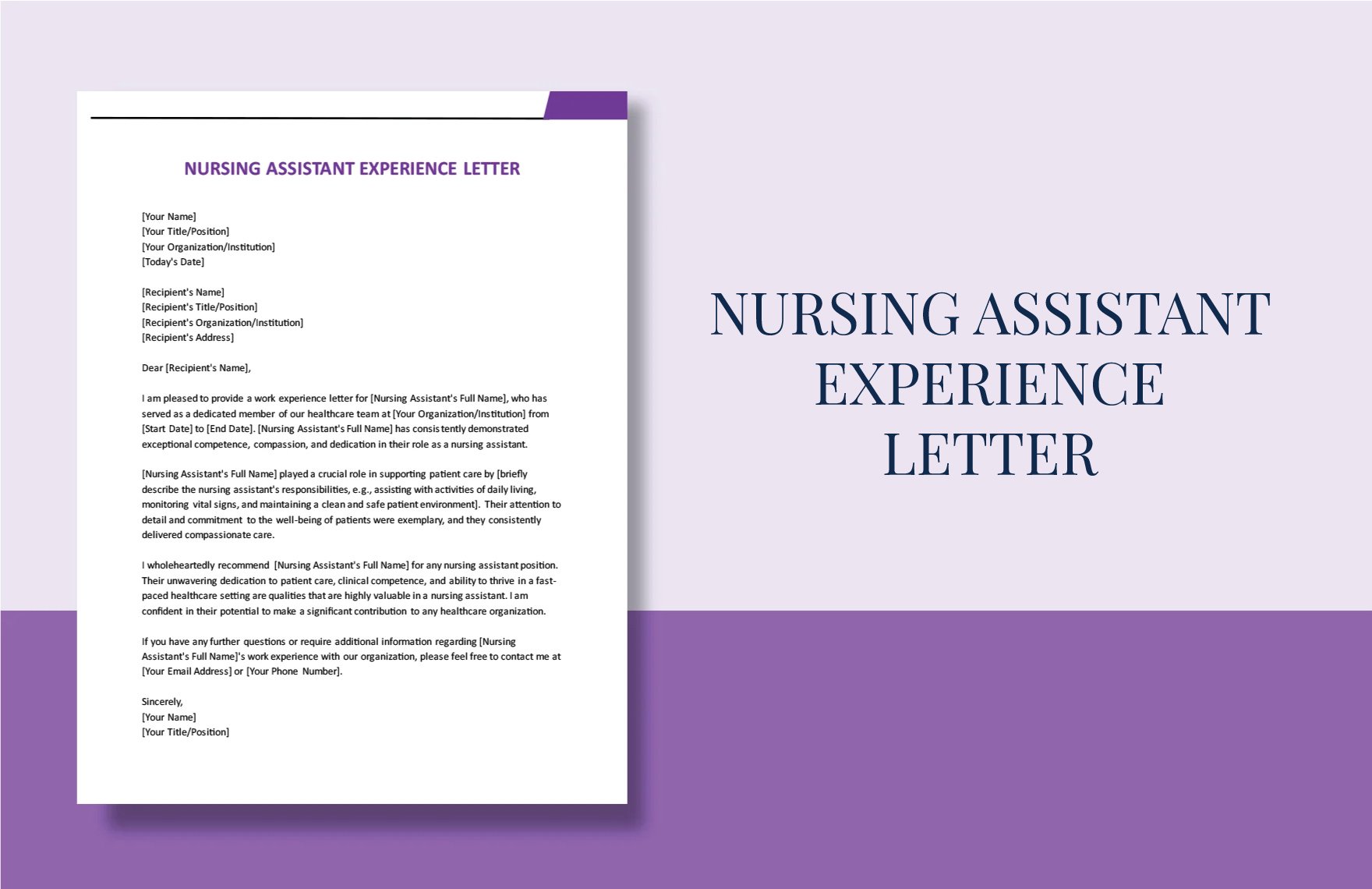 Nursing Assistant Experience Letter in Word, Google Docs, PDF