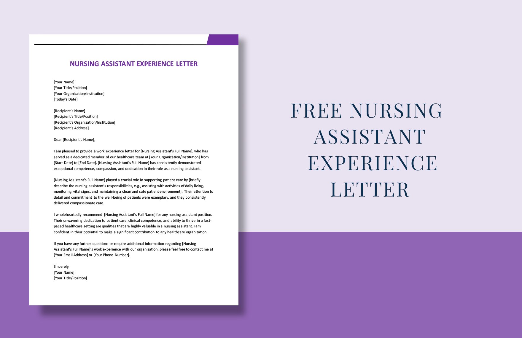 Nursing Assistant Experience Letter