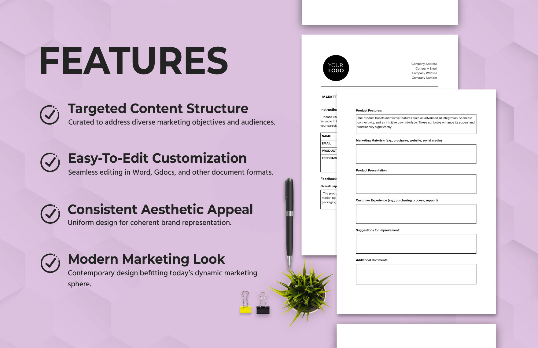Marketing Feedback Collection Slip for Product Launch Template