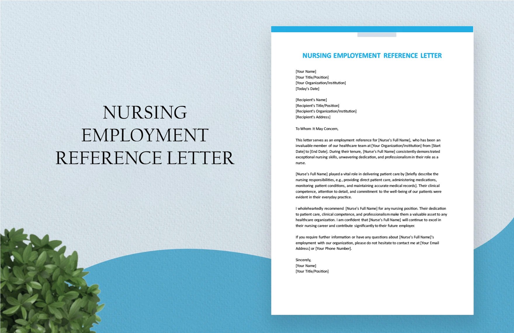 Nursing Employment Reference Letter in Word, Google Docs, PDF