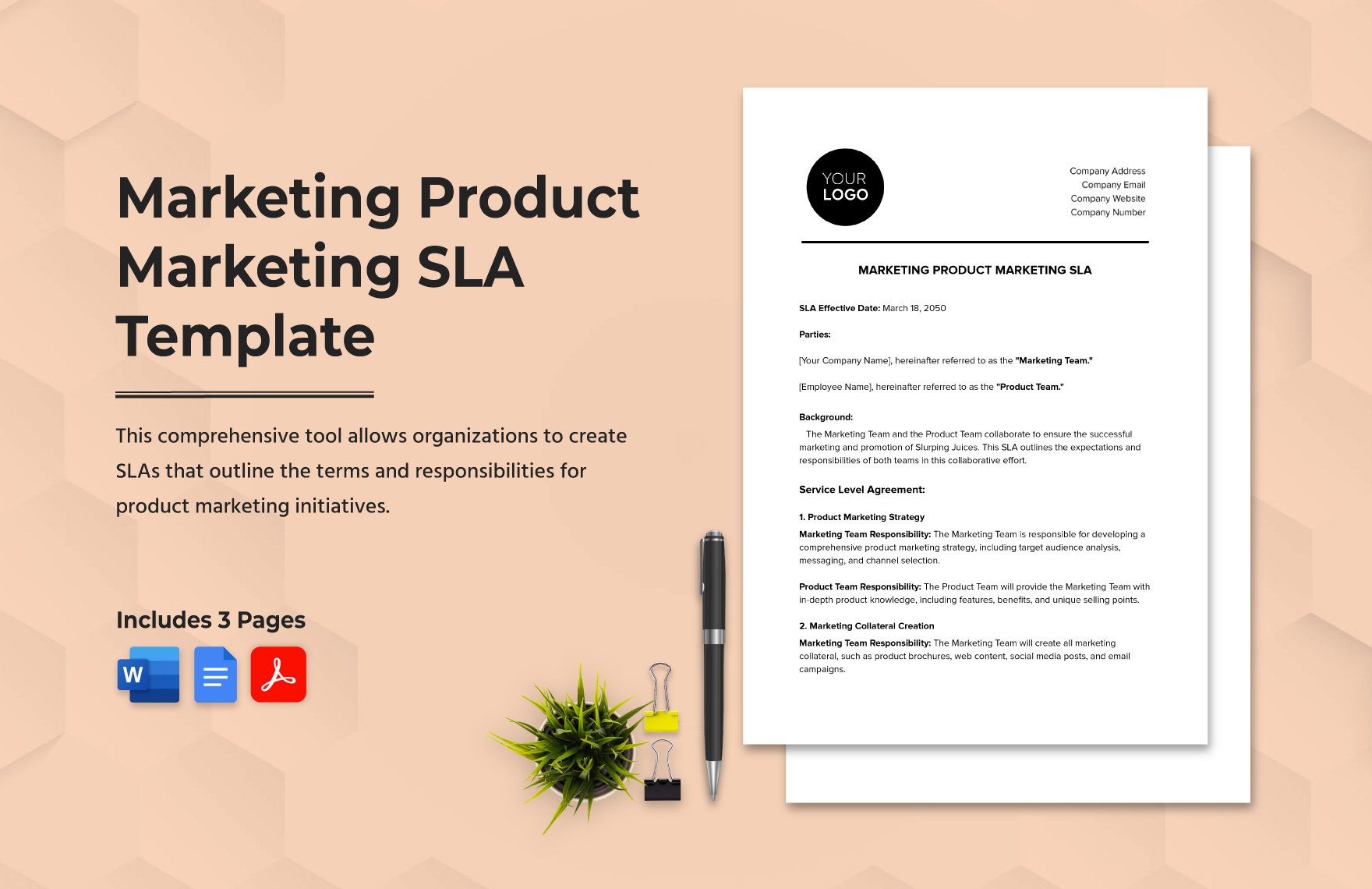 Marketing Product Marketing SLA Template
