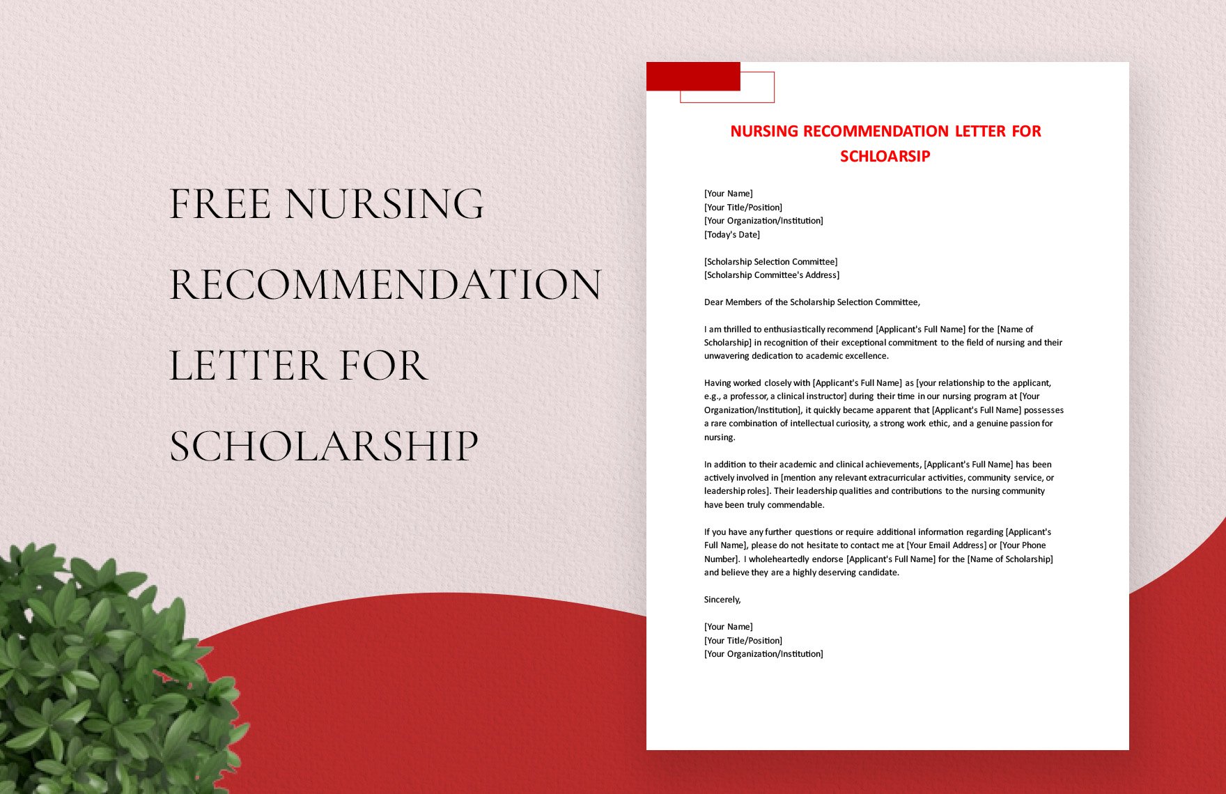 Nursing Recommendation Letter For Scholarship