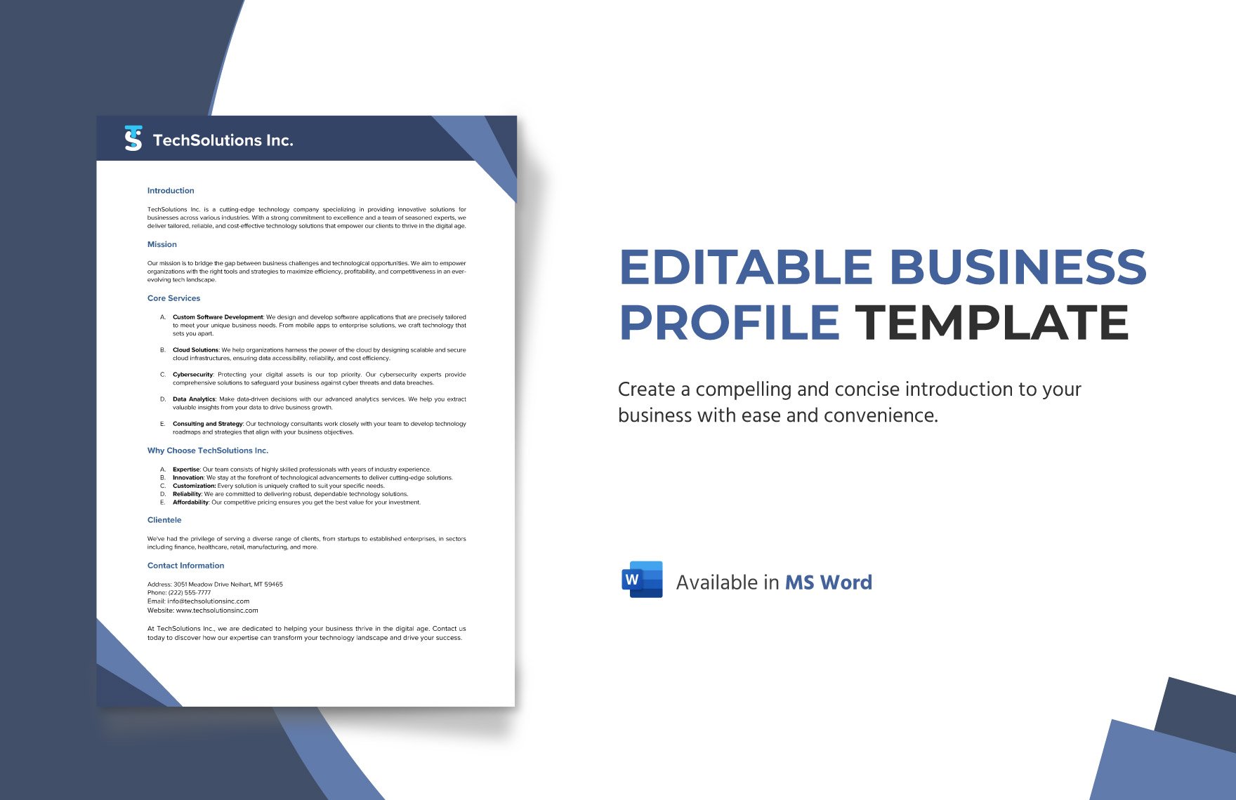Editable Business Profile Template