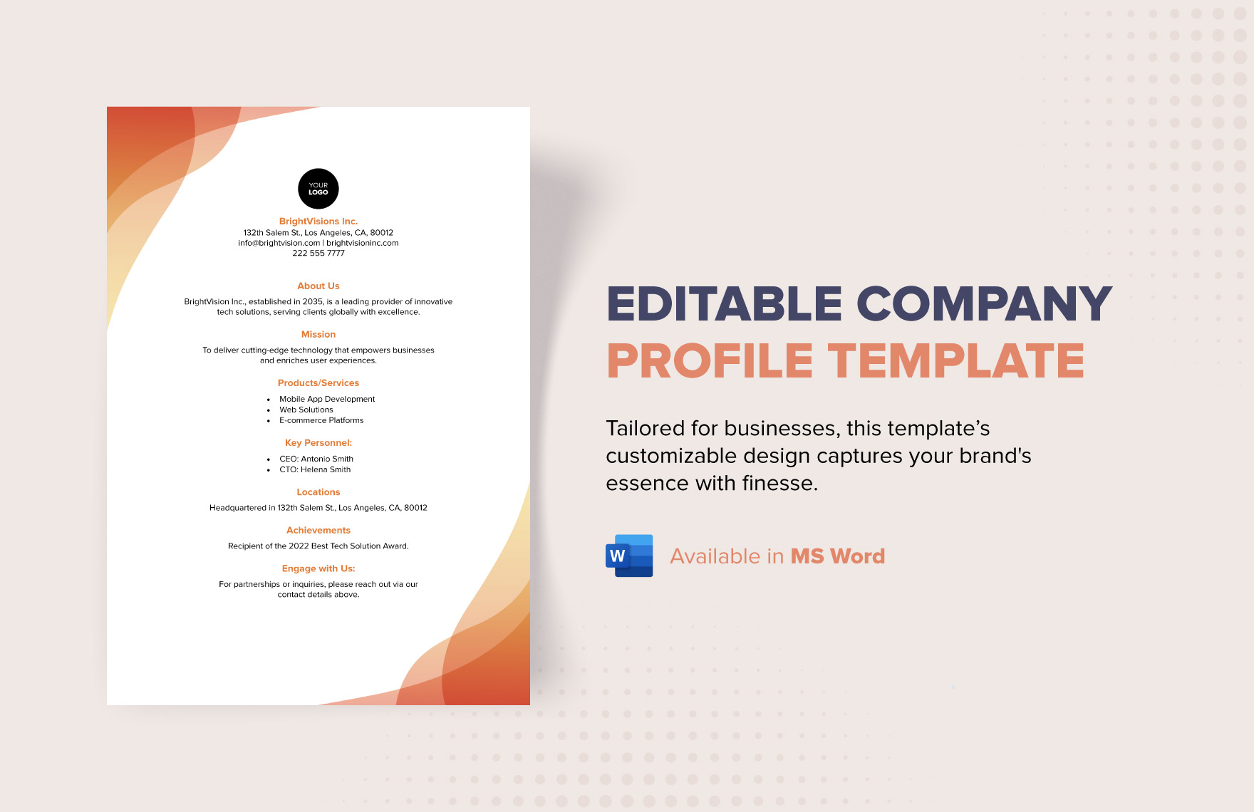 Editable Company Profile Template in Word, Google Docs, PDF