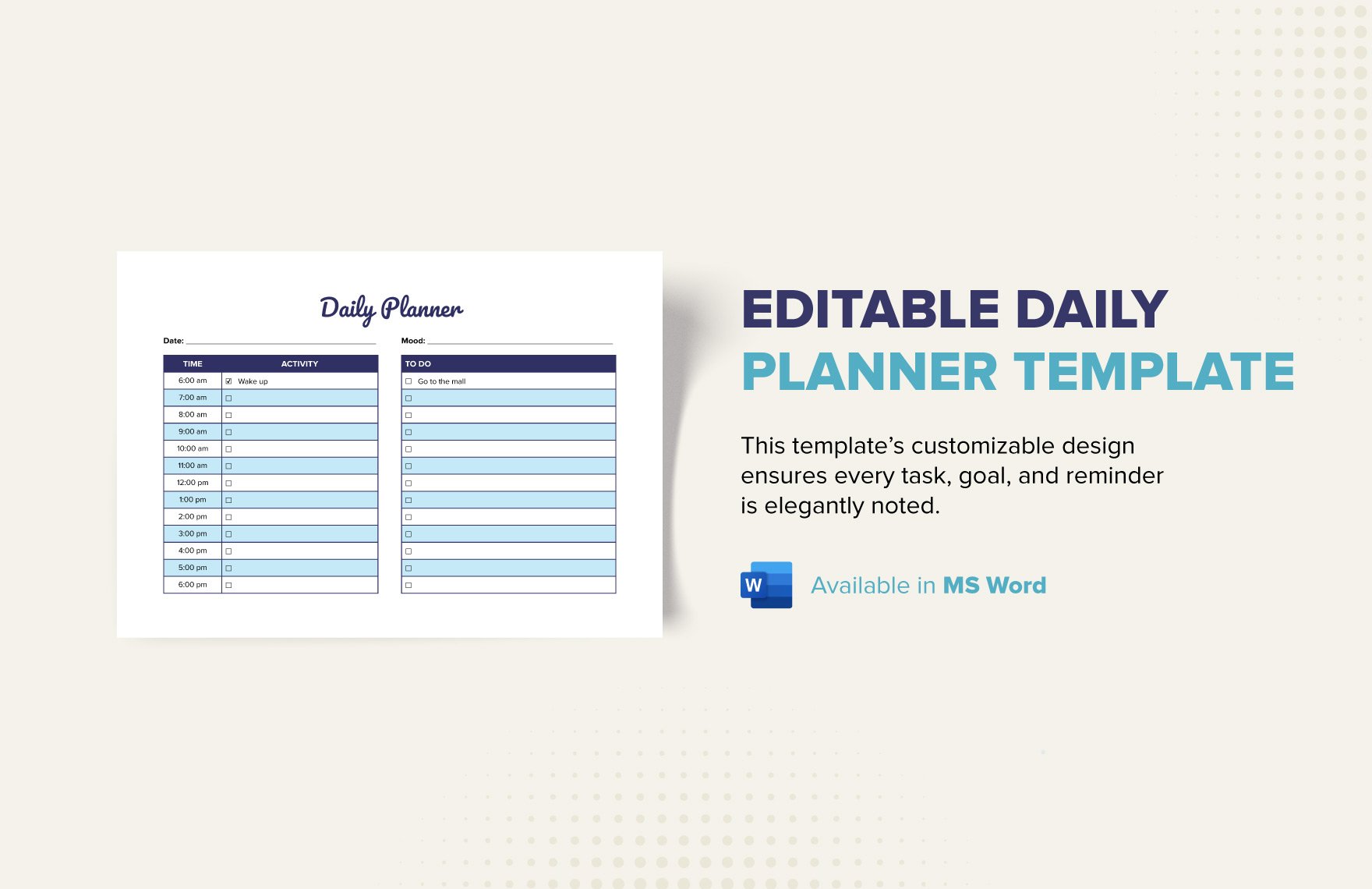 Editable Daily Planner Template