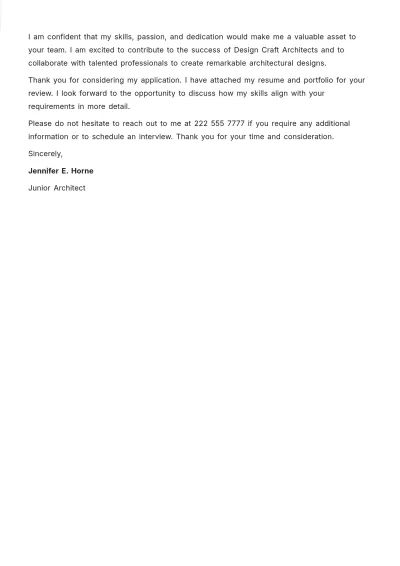 Free Architect Job Application Letter  Template to Edit Online