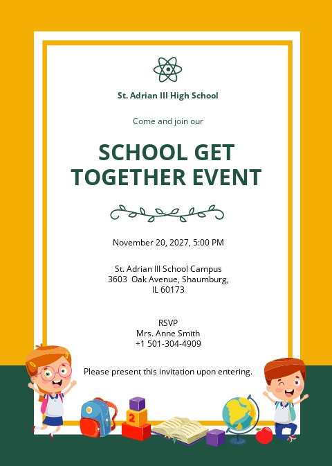 School Get Together Invitation Template Illustrator Word Apple Pages Psd Publisher Template Net
