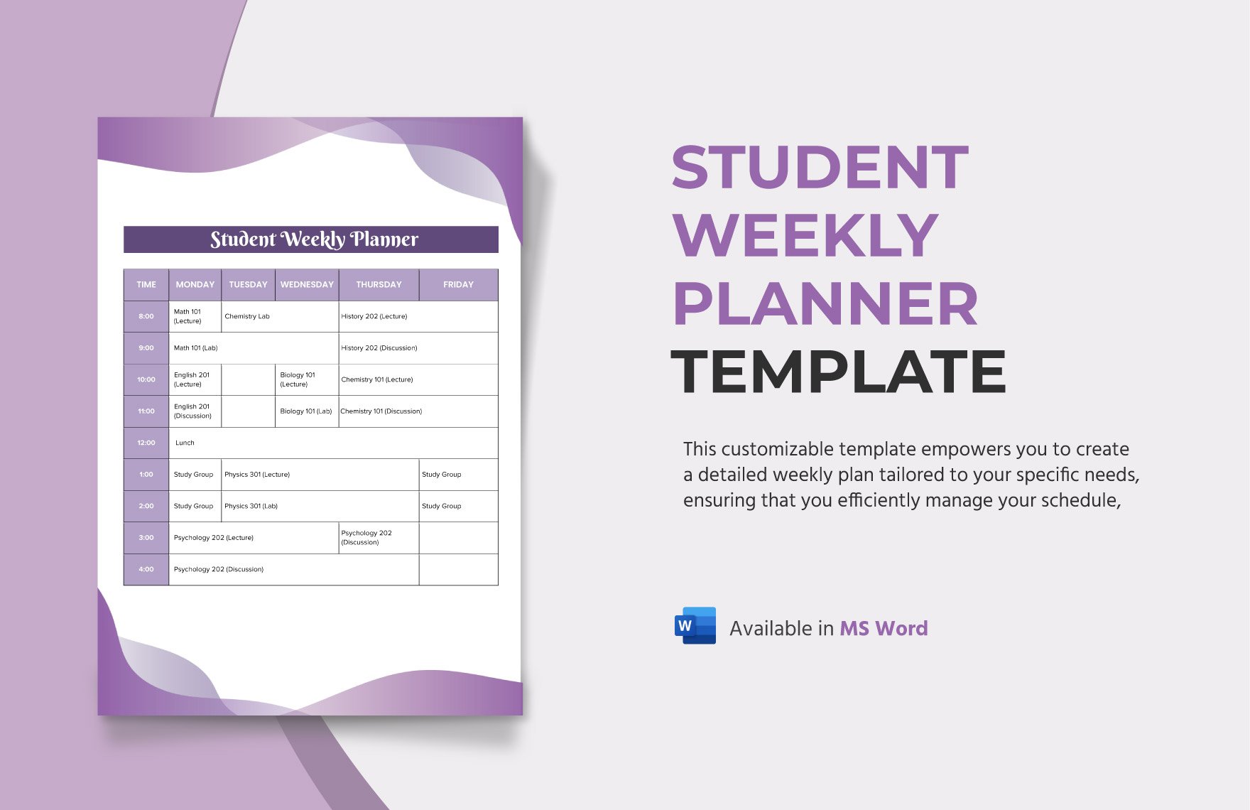 Free Student Weekly Planner Template in Word
