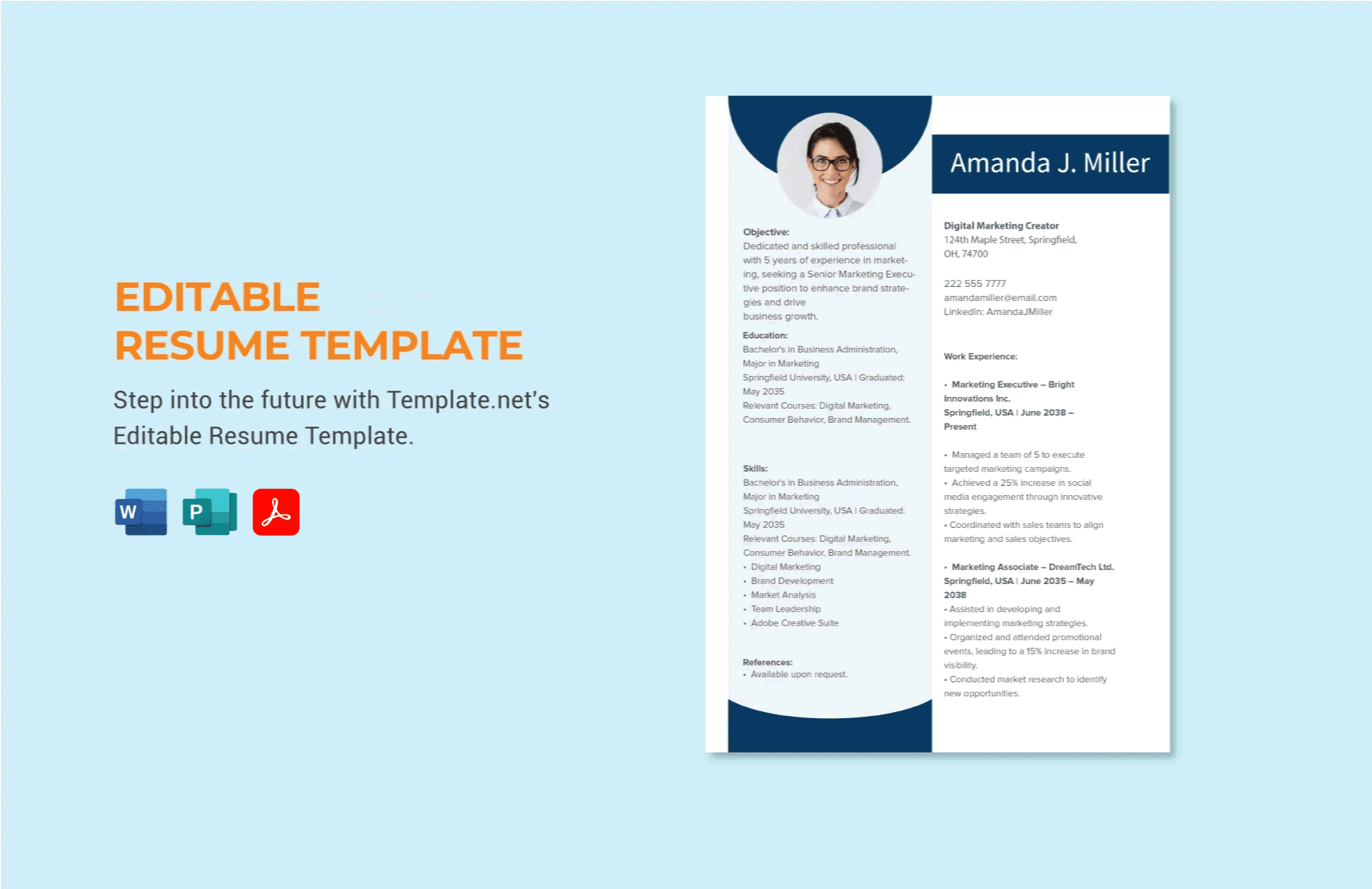 Free Editable Resume Template in Word, PDF, Apple Pages, Publisher