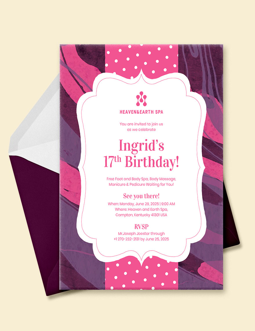 Spa Birthday Party Invitation Template